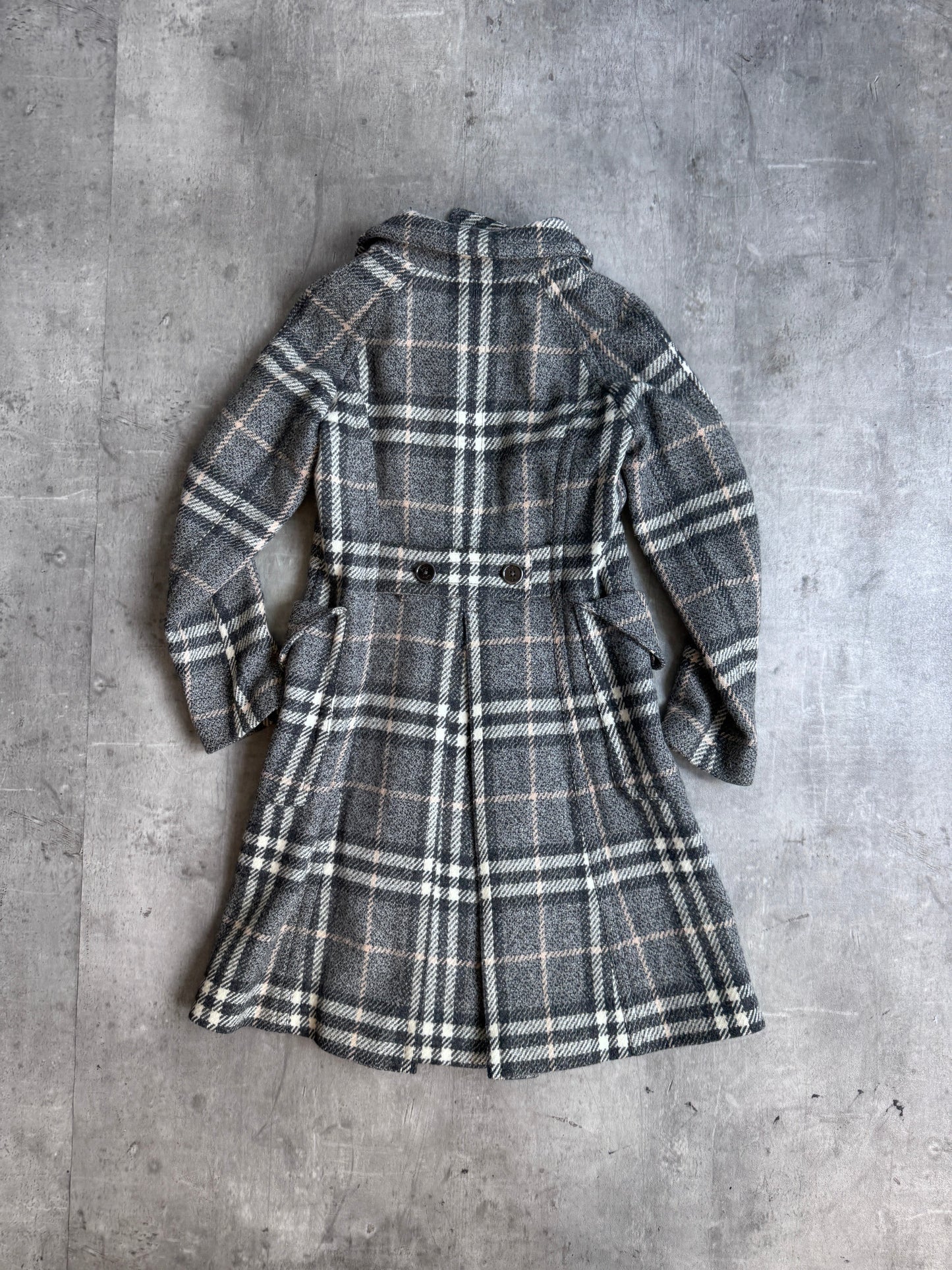 Burberry Grey Nova Check Wool Double Breasted Jacket