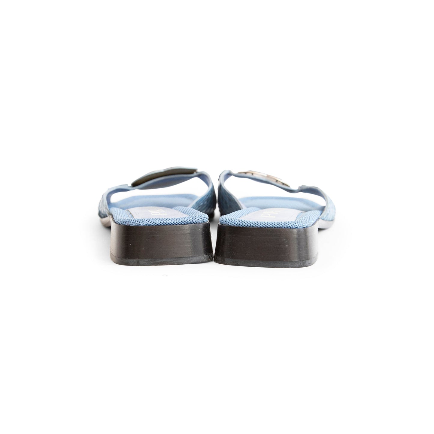Prada Blue Leather Heart Mules