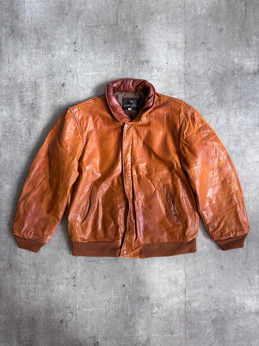 1970's Golden Fleece USA Tan Leather Bomber Jacket