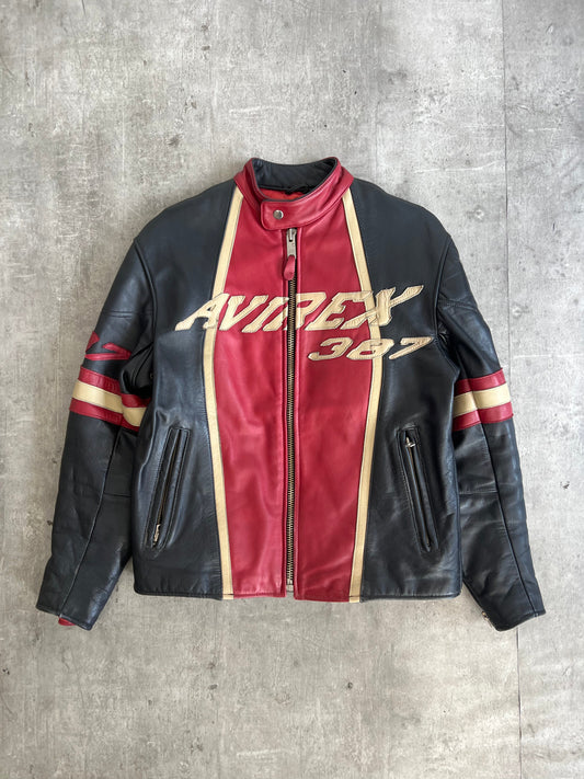 Avirex Sport Leather Moto Cafe Racer Jacket | MEDIUM, Multicoloured