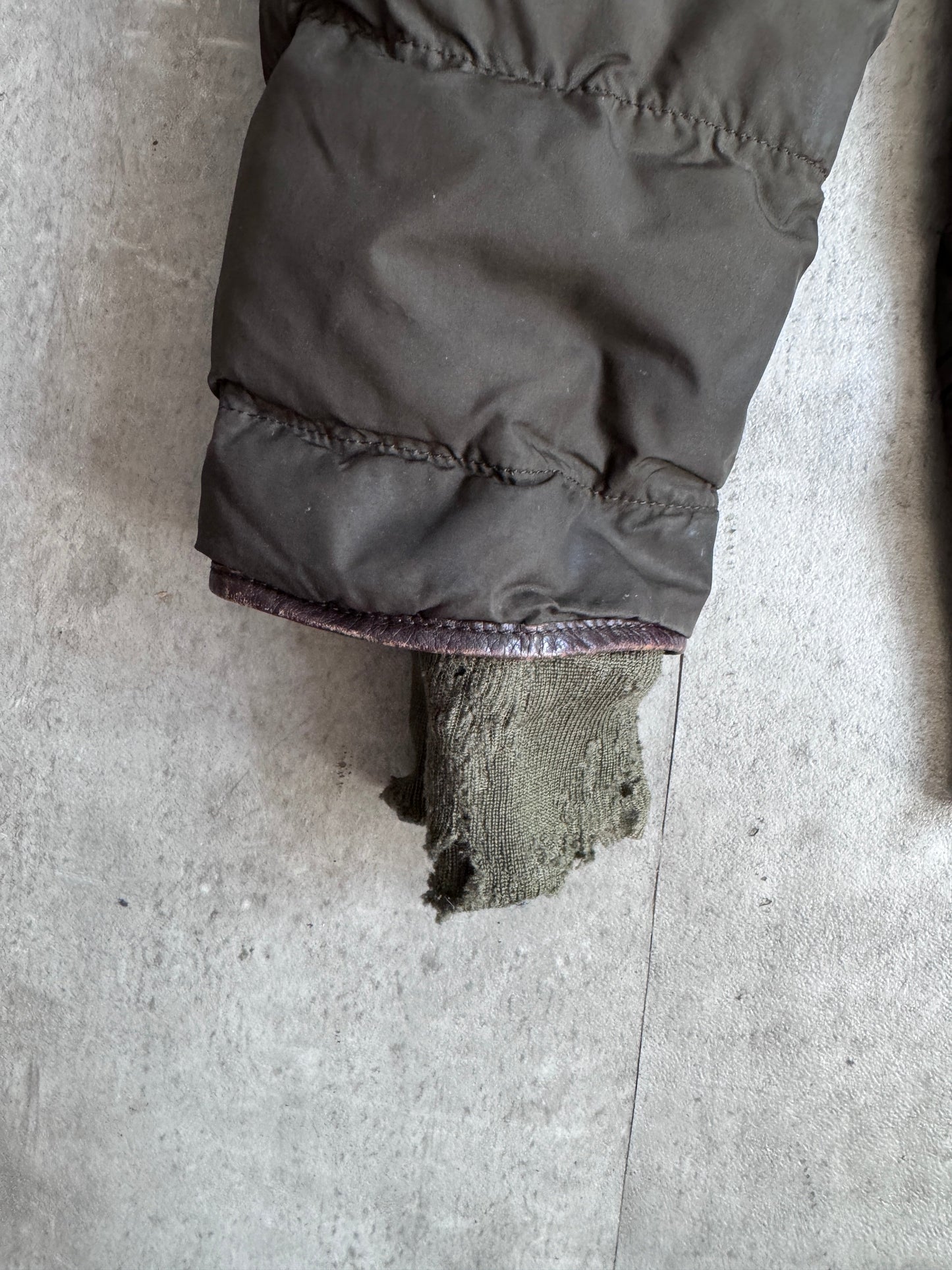 Prada Leather Detail Brown Puffer Jacket