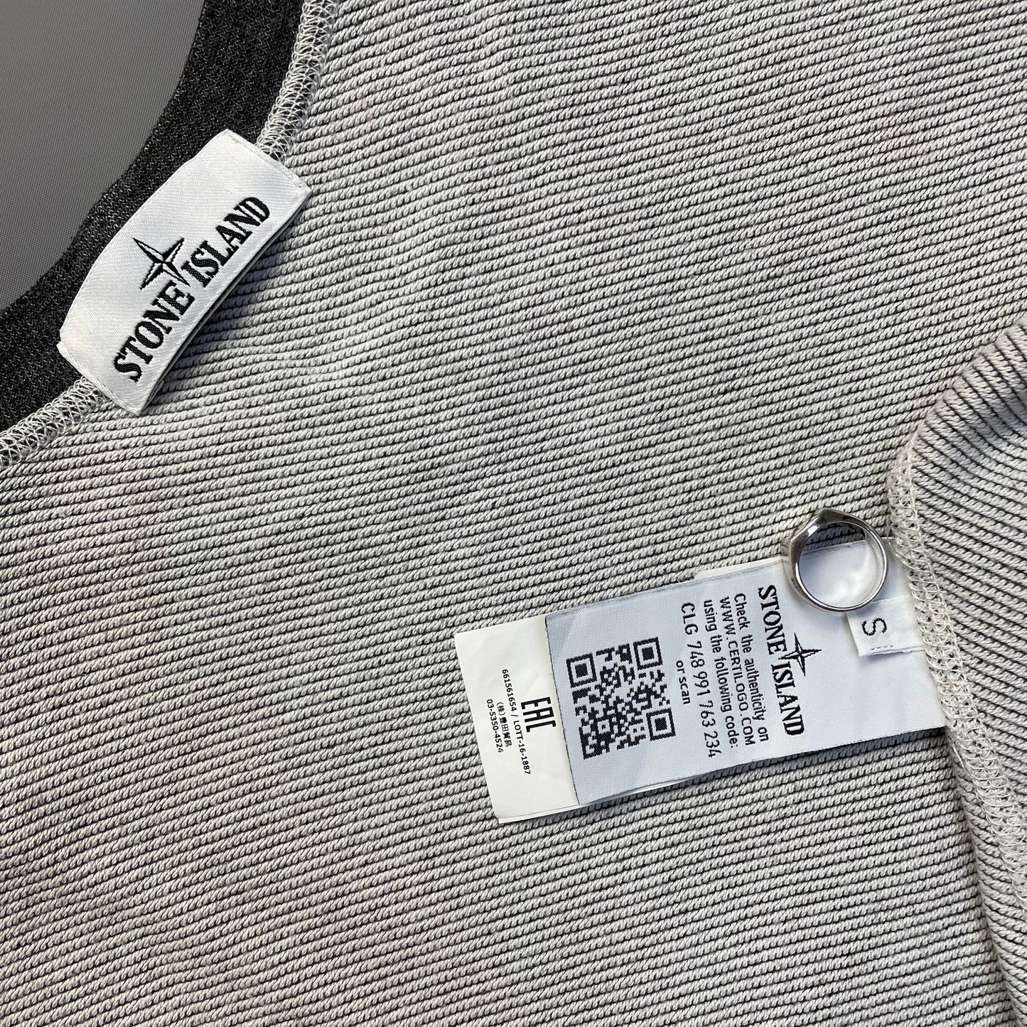 Stone Island Grey Contrast Stitching Jumper | Small, Grey