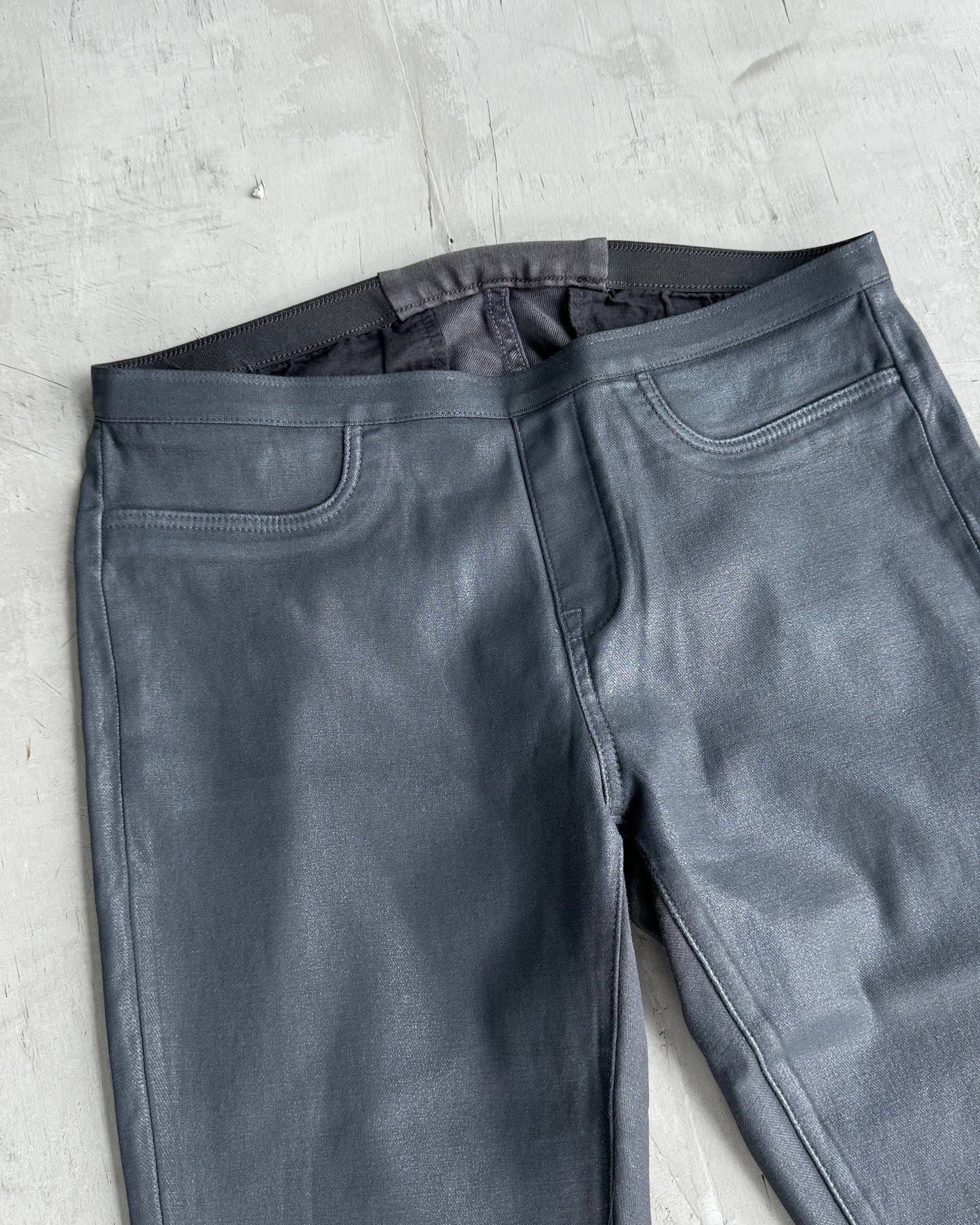 HELMUT LANG WAX FINISH SLIM TROUSERS - W30