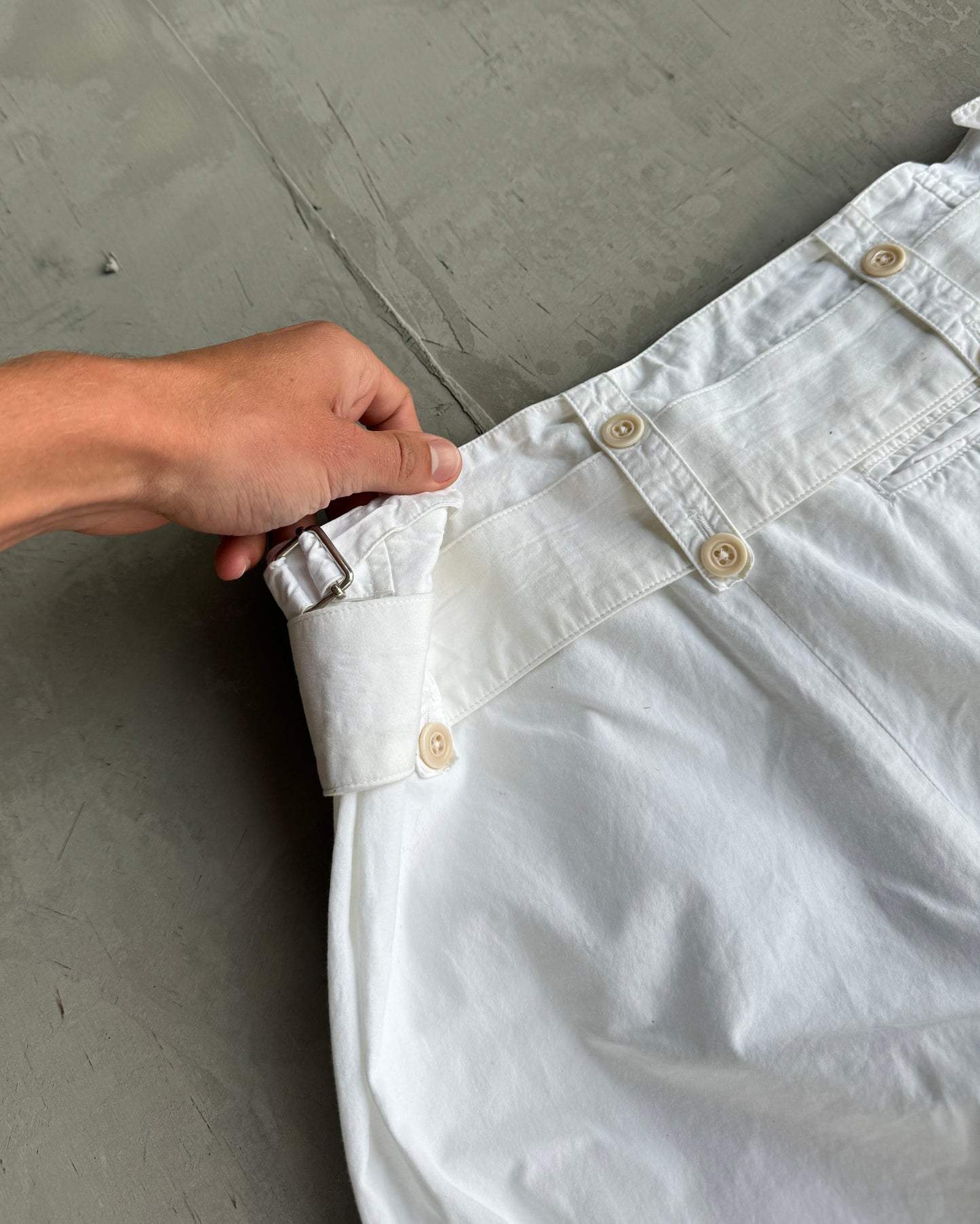 Dries Van Noten Wide Leg Belted White Trousers - W30"