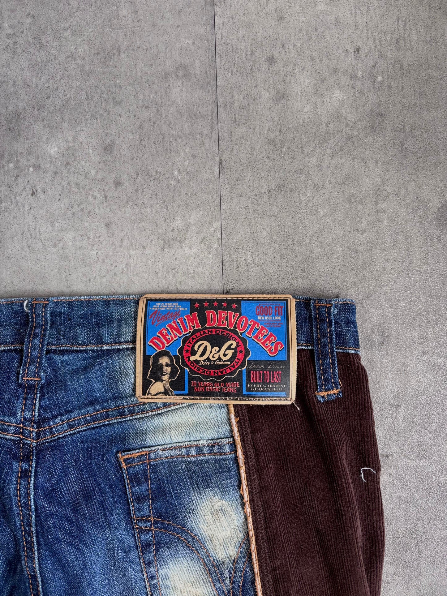 Dolce & Gabbana Lowrise Corduroy Patchwork Jeans