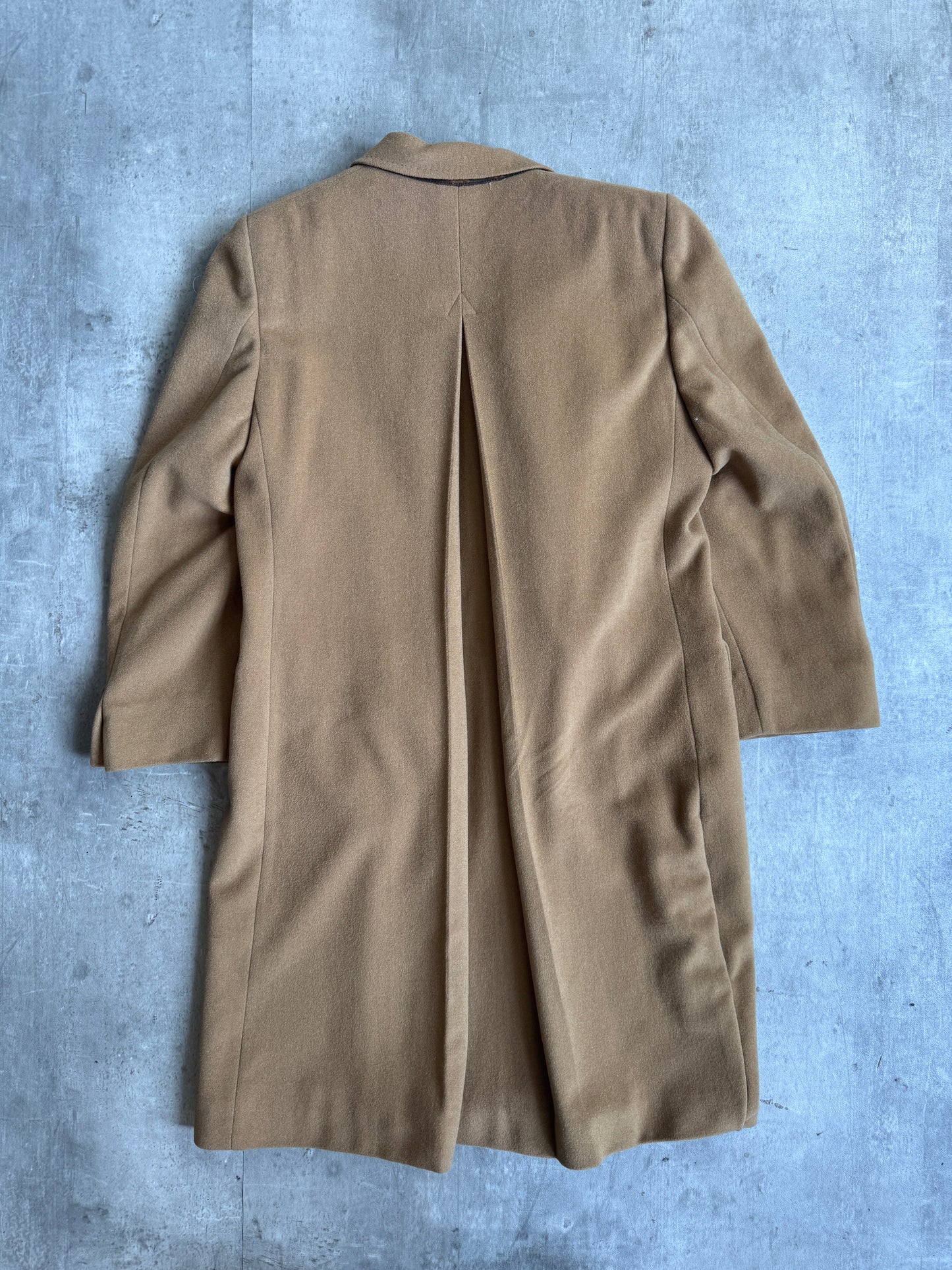 Burberry Tan Wool Double Breasted Trench Coat