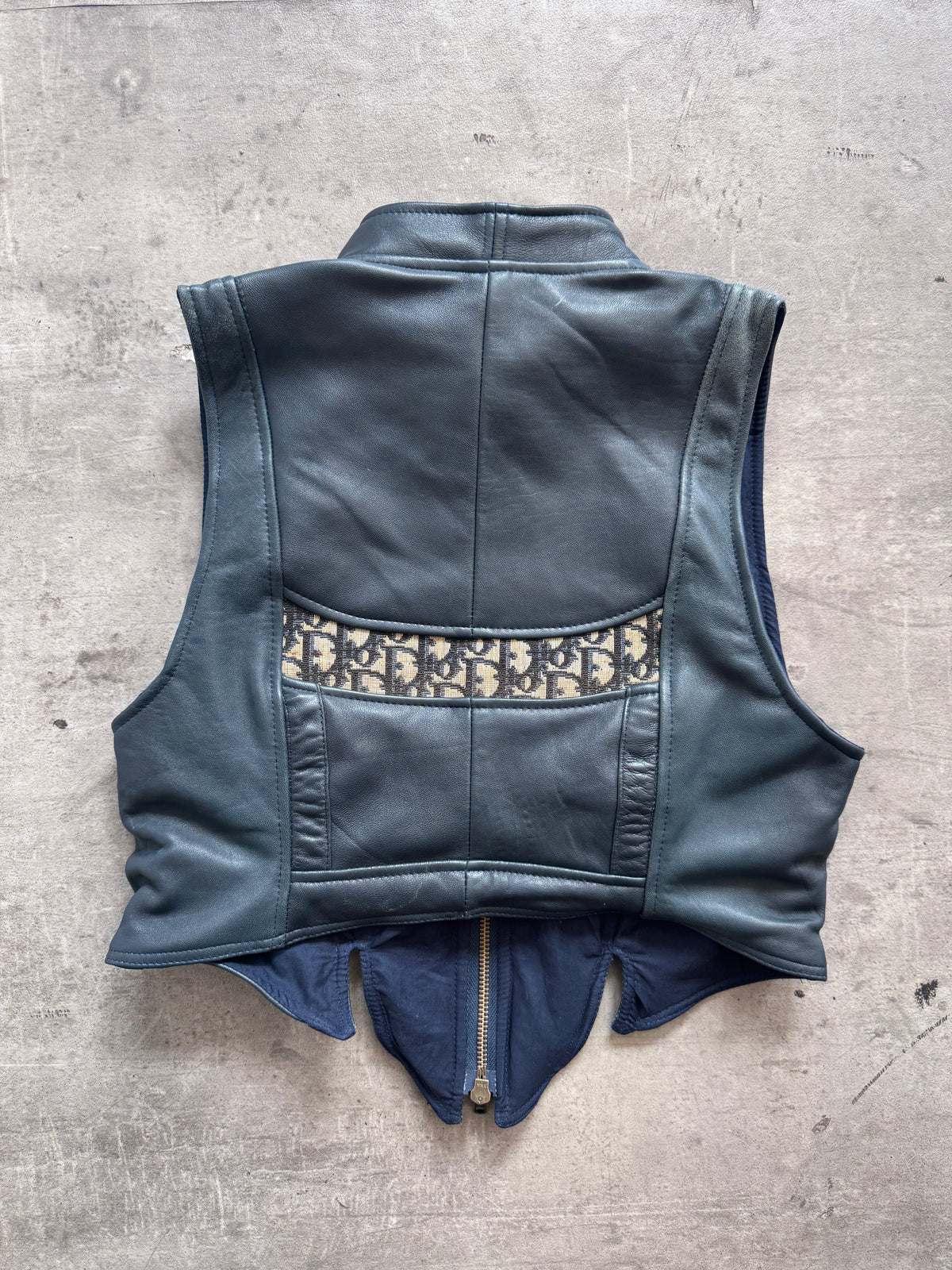 VT Rework: Dior Dark Petrol Blue Monogram Leather Vest | Small, Multicoloured