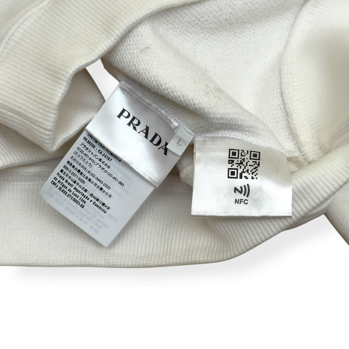 PRADA LOGO SWEATSHIRT WHITE L | Large, White
