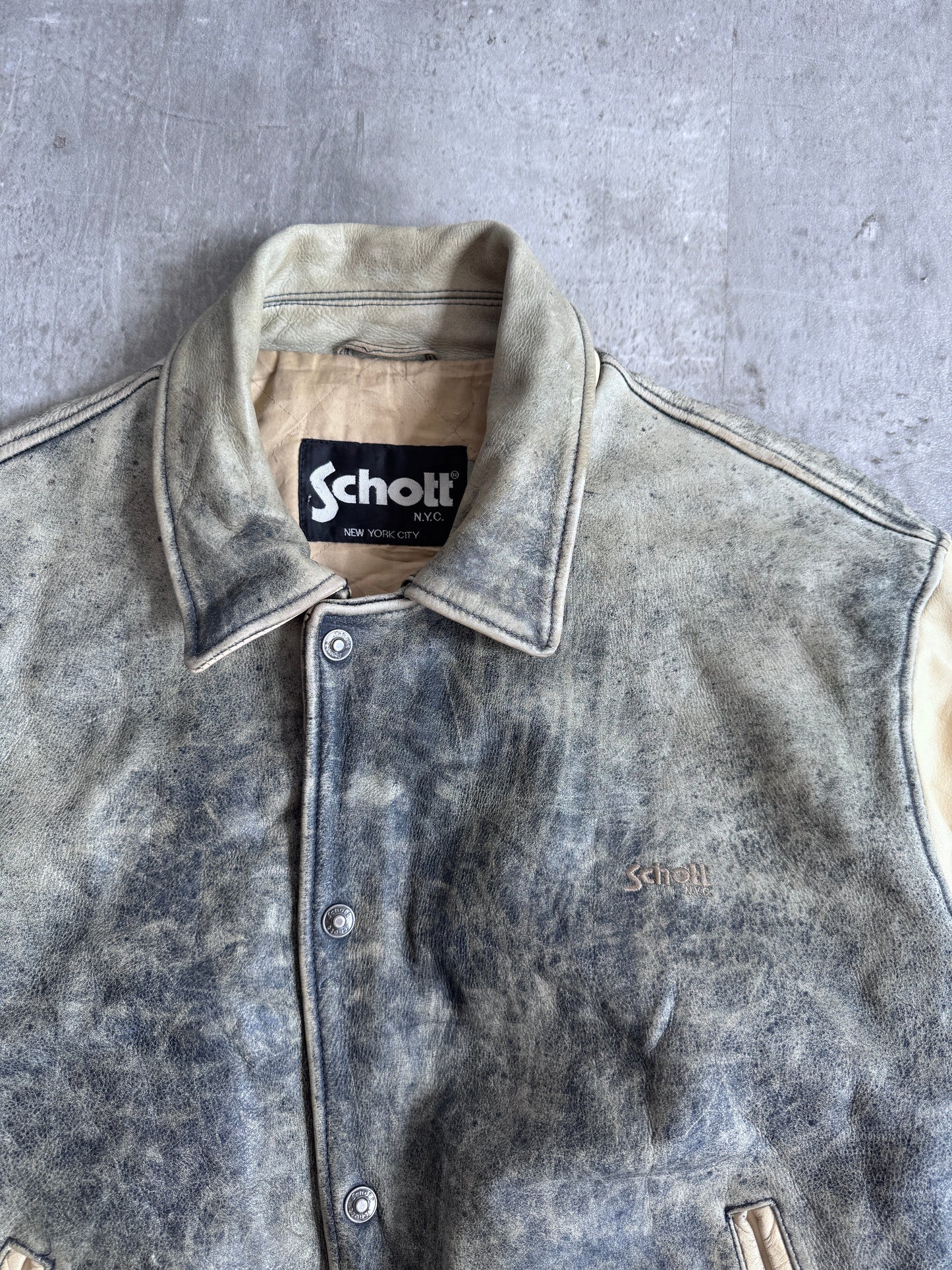 Schott Distressed Two Tone Leather Flight Blouson