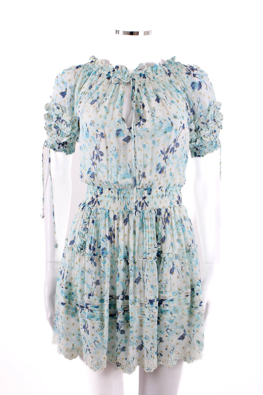 Hemant & Nandita S/S Floral Shimmer Dress Blue/ Gold XS | Default Title, Multicoloured