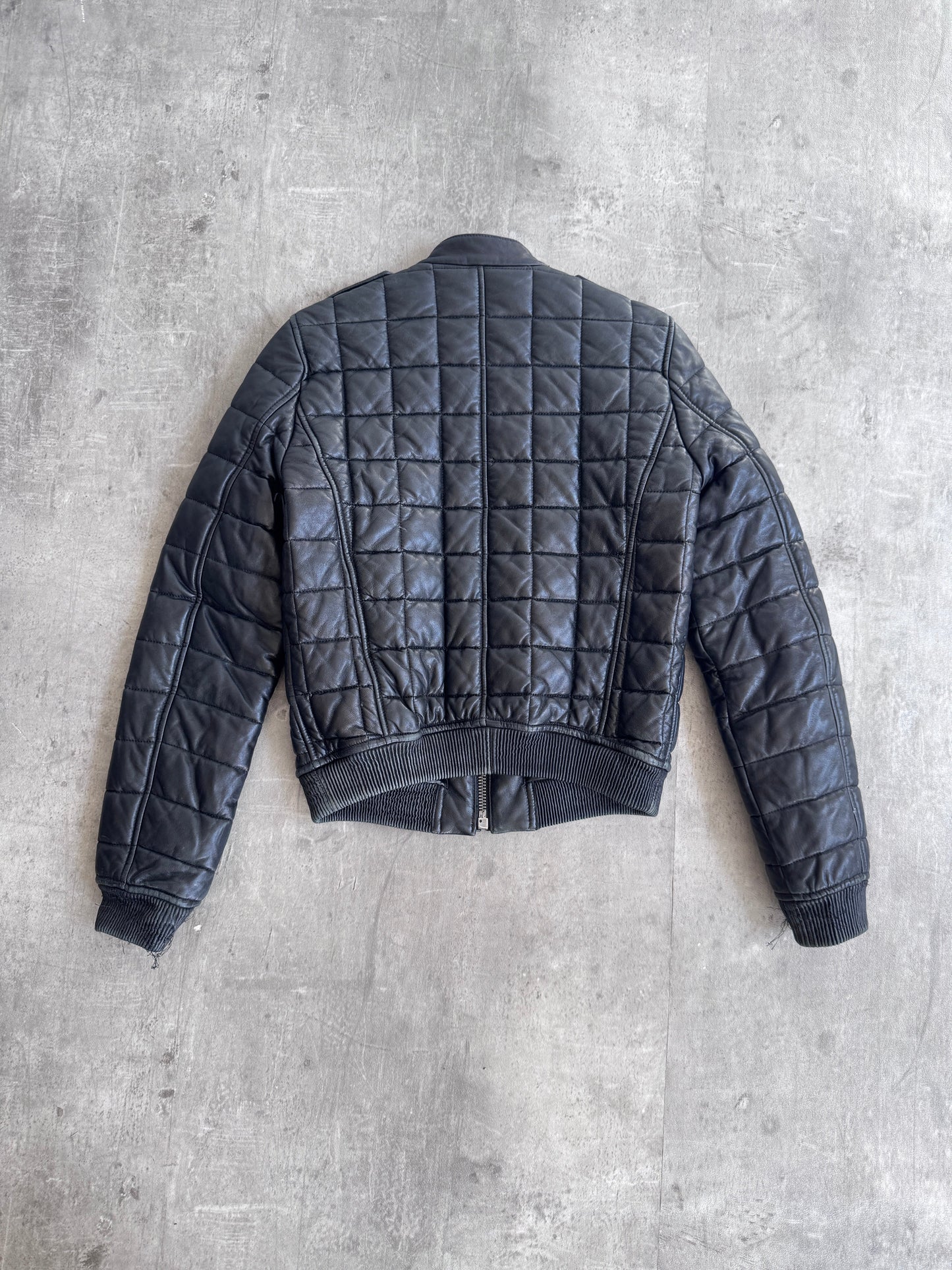 Burberry Black Leather Quilted Moto Jacket