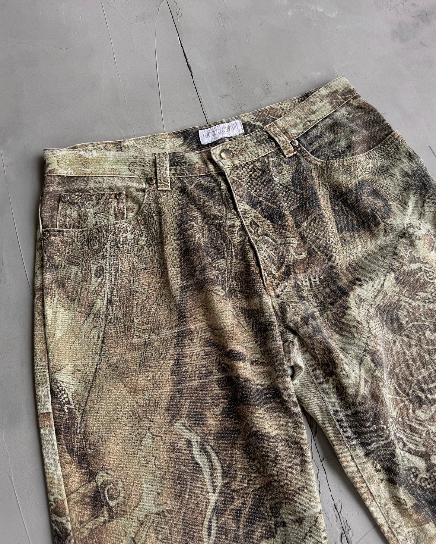ROBERTO CAVALLI STRAIGHT LEG GRAPHIC PRINTED JEANS - S | Medium, Multicoloured
