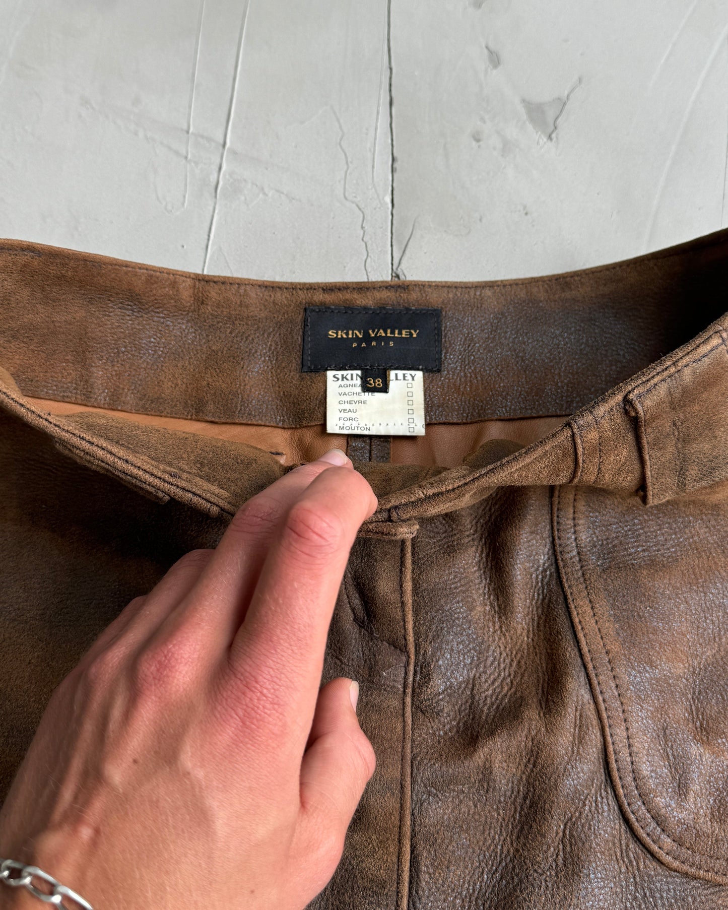SKIN VALLEY PARIS LEATHER MINI SKIRT - M | Small, Brown