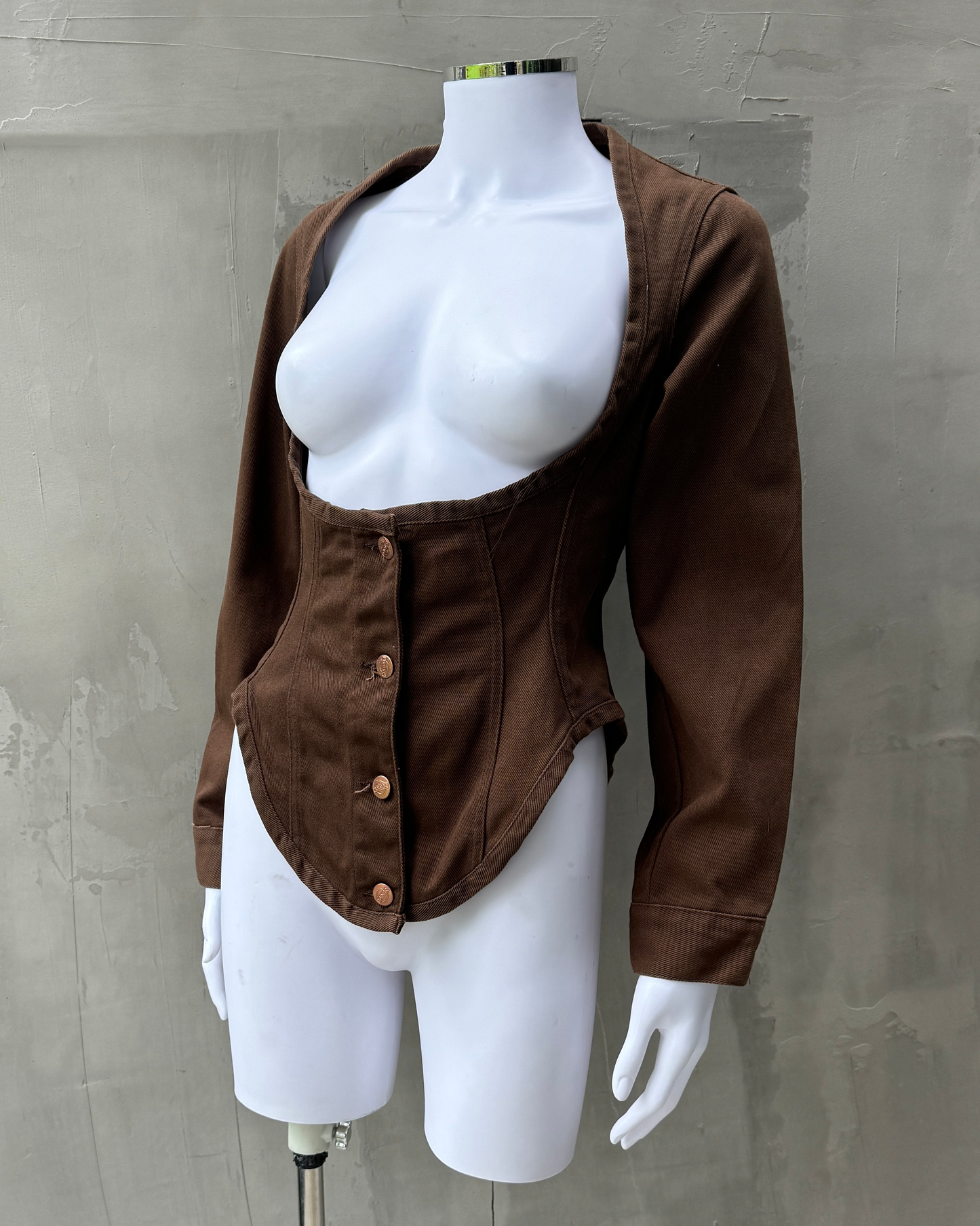 JUNIOR GAULTIER SS91 SCOOP NECK CORSET JACKET - M | Medium, Brown