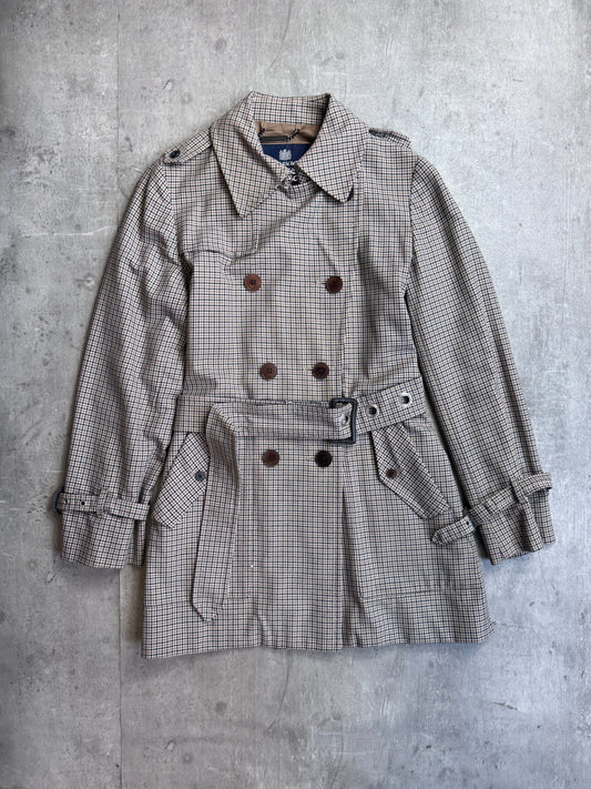 Aquasctum Club Check Double Breasted Short Trench Coat