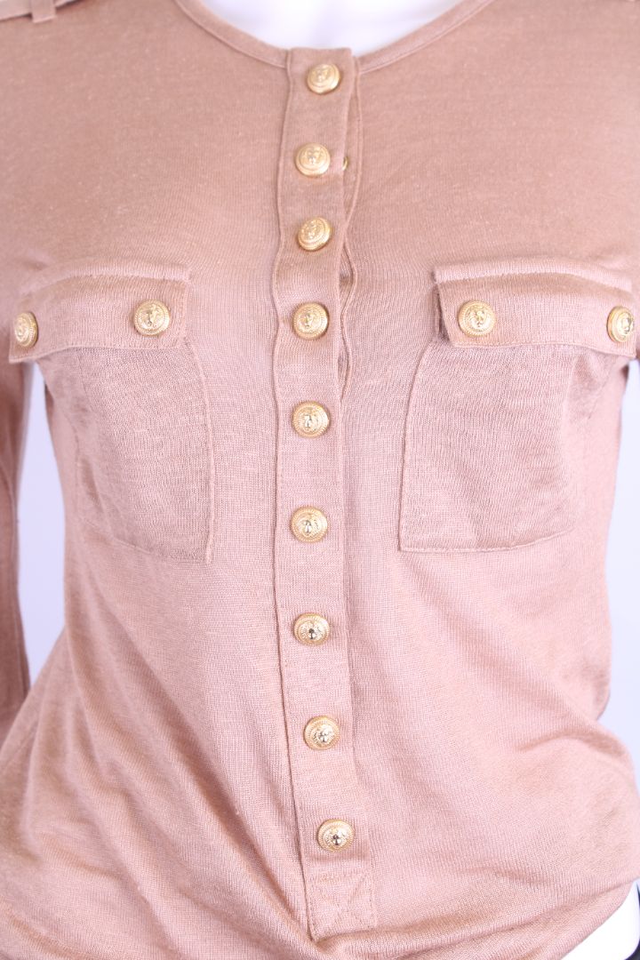 Balmain L/S Button Top Beige 10 | Medium, Beige