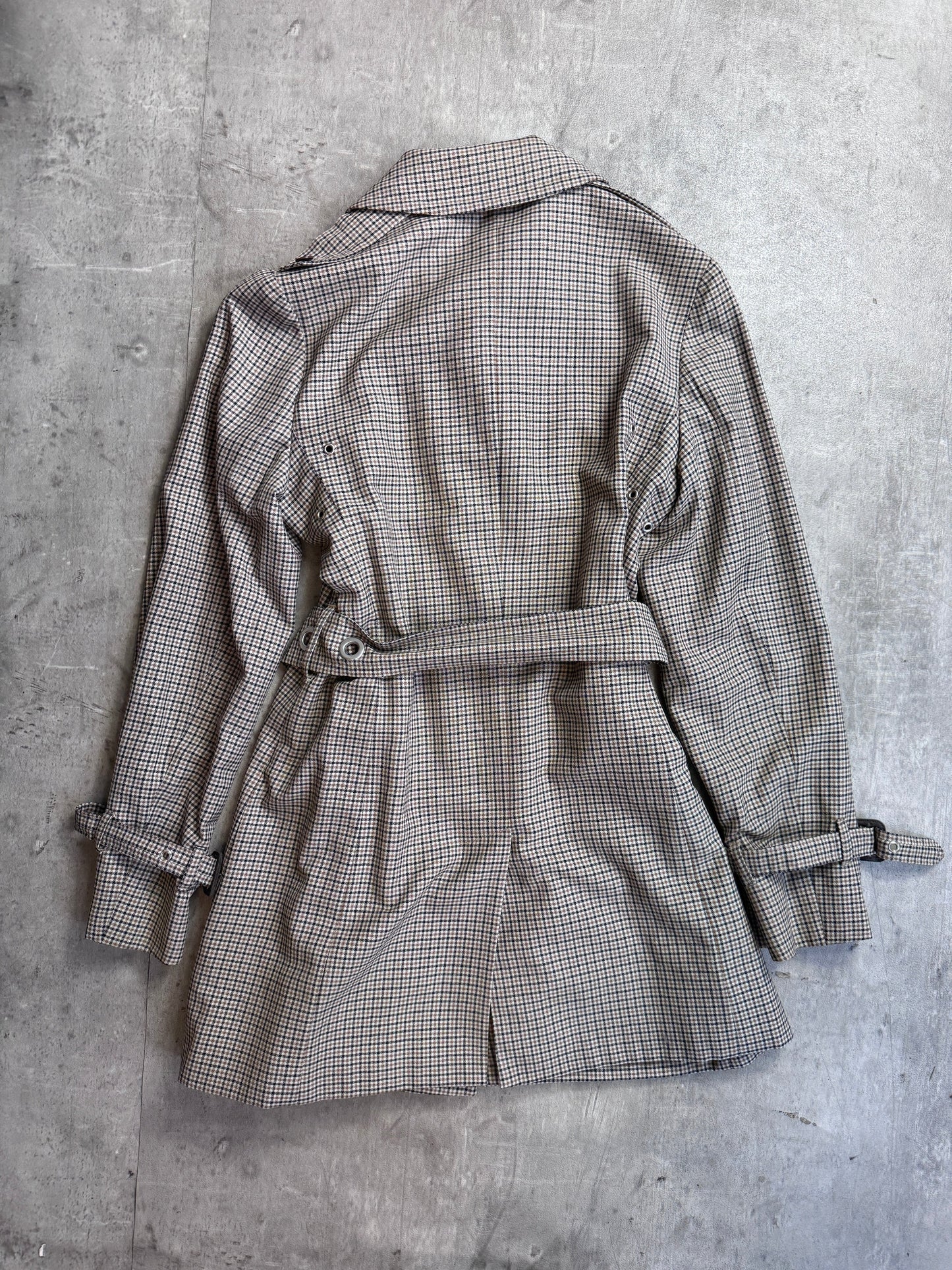 Aquasctum Club Check Double Breasted Short Trench Coat