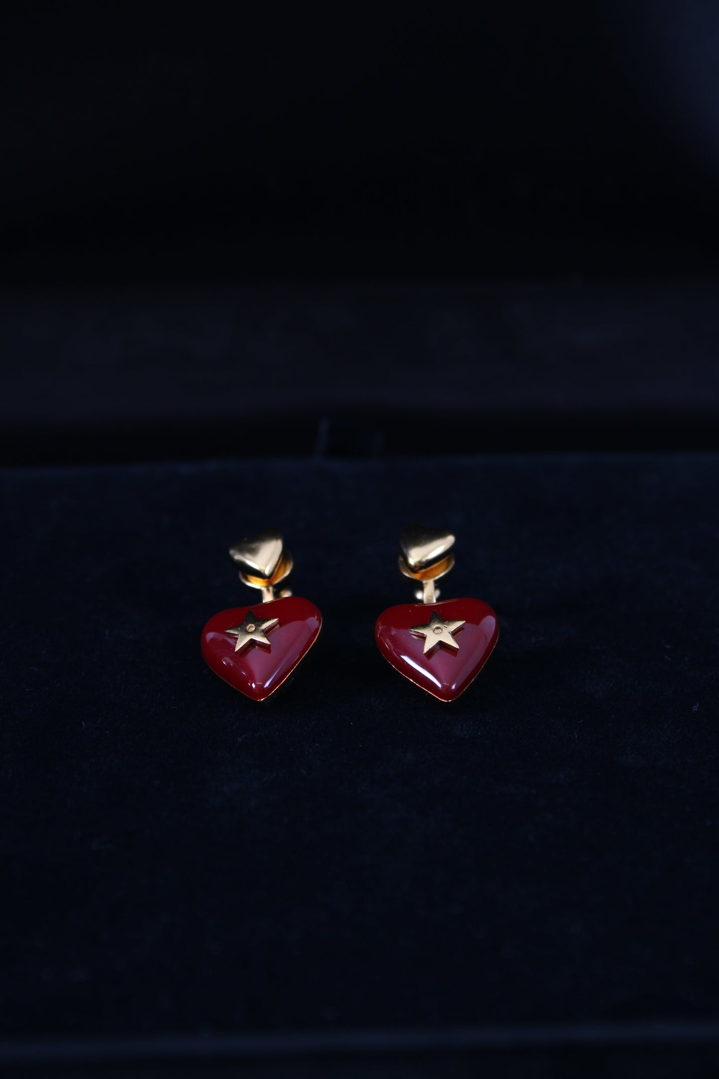 Christian Dior Heart Drop Earrings Red | Default Title, Gold