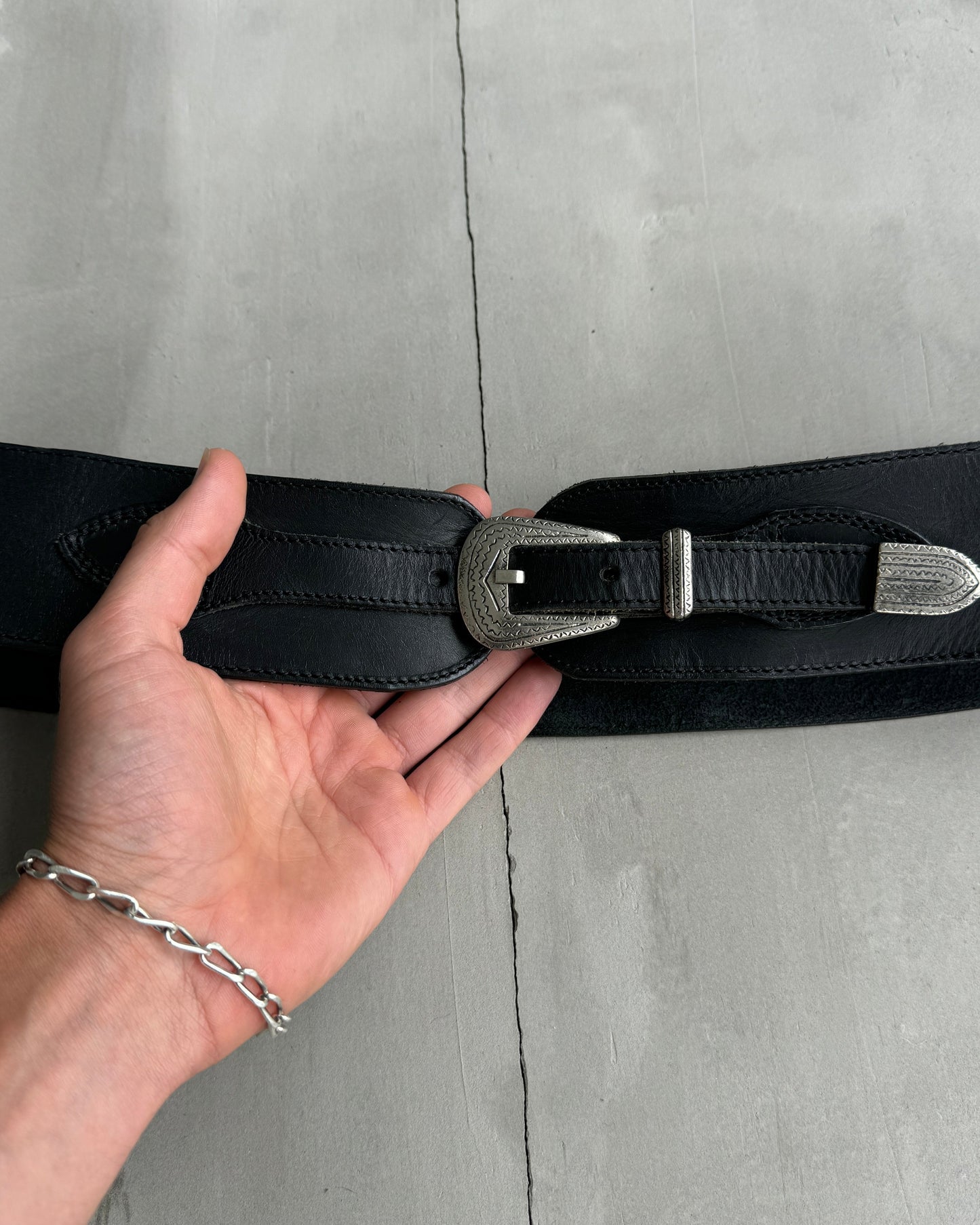 KENZO WESTERN LEATHER BELT - M | O/S, Black