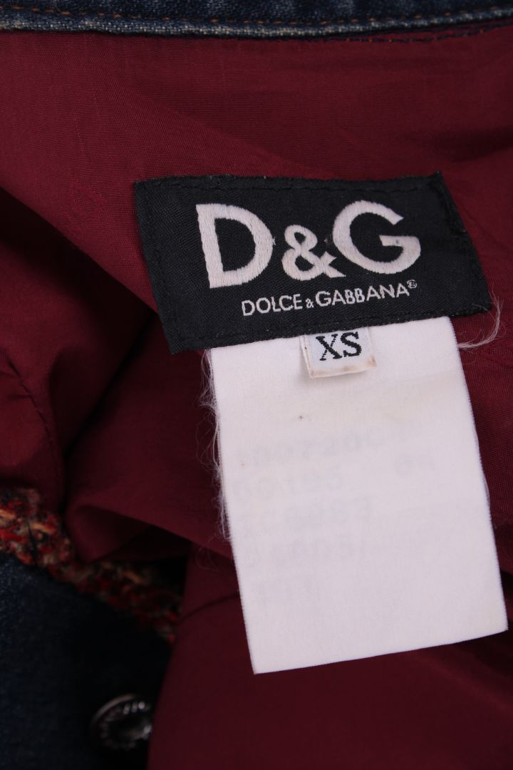 Dolce & Gabbana Tweed Trim Denim Jacket Blue/Red XS | Default Title, Blue