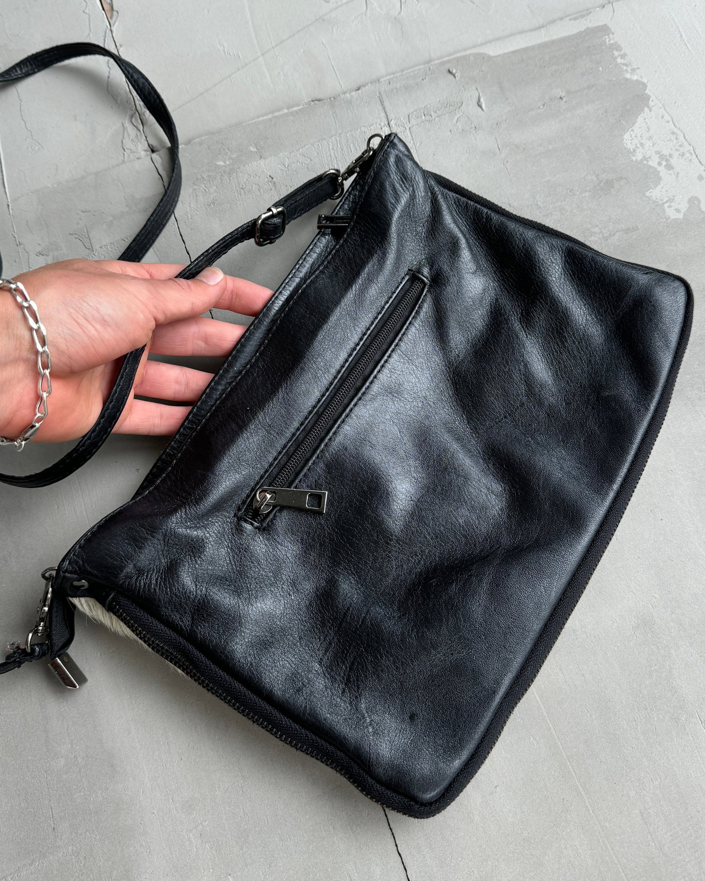 ITALIAN LEATHER & PONYHAIR SIDE BAG | O/S, Multicoloured