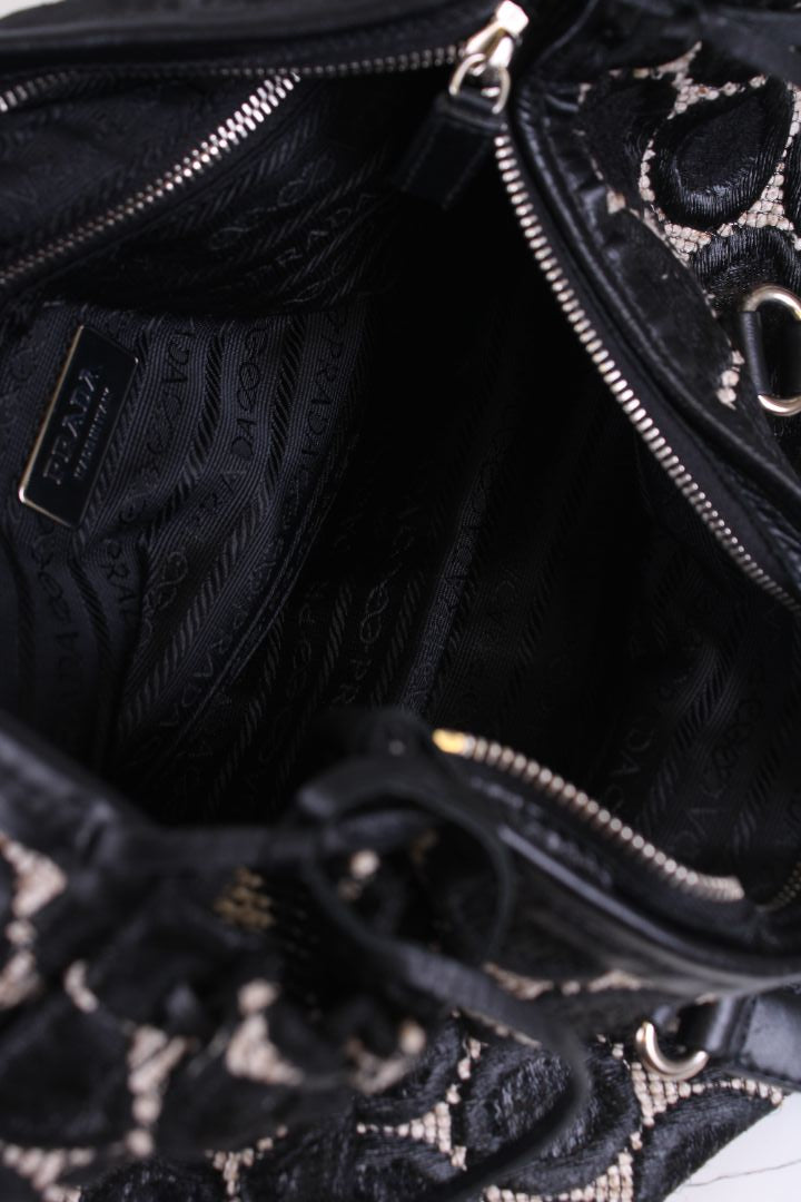 Prada Handbag Black/ Cream | O/S, Black