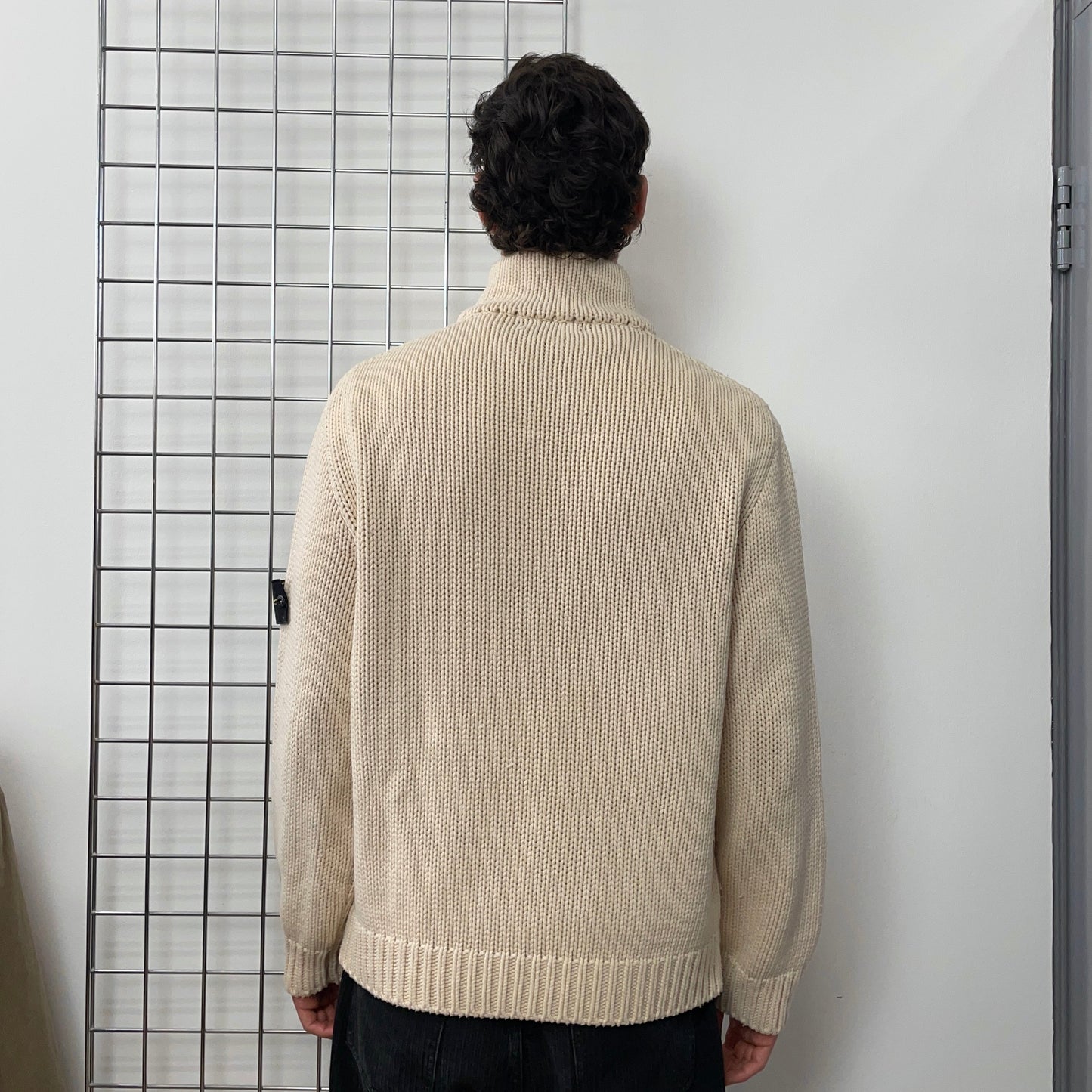 Stone Island Cream 00s Heavyweight Knit Zip-Through Cardigan Jacket | XX-Large, Cream