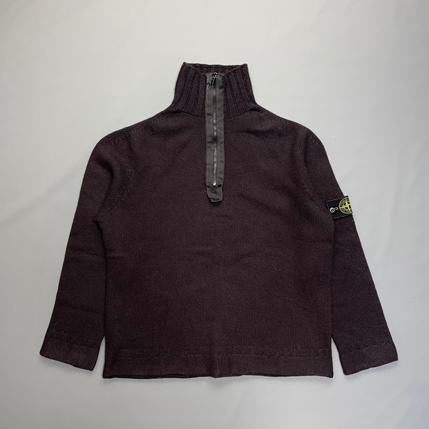 Stone Island Dark Brown AW02 Knit 1/4 Zip Jumper | Medium, Brown
