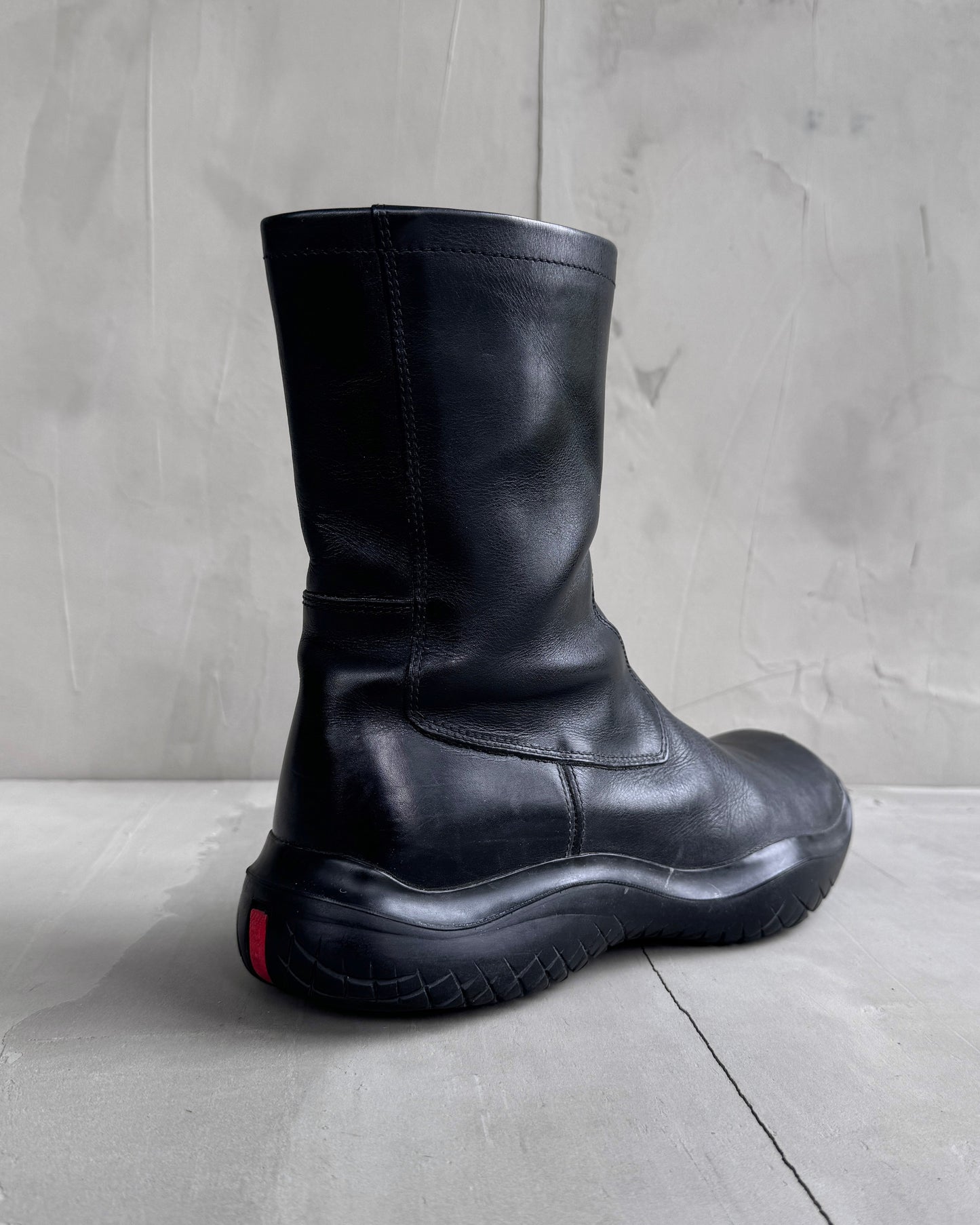 PRADA AW99 VIBRAM LEATHER BOOTS - UK 9 | UK 9, Black