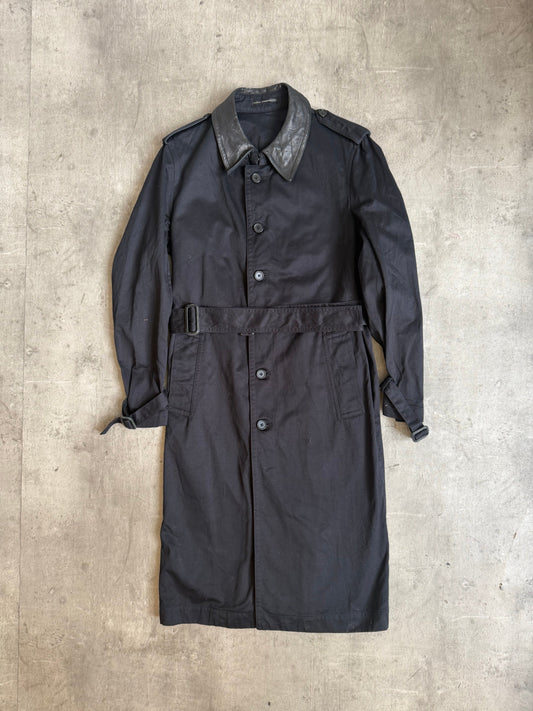 1990s Yohji Yamamoto Y's For Men Drill Cotton Leather Collar Trench