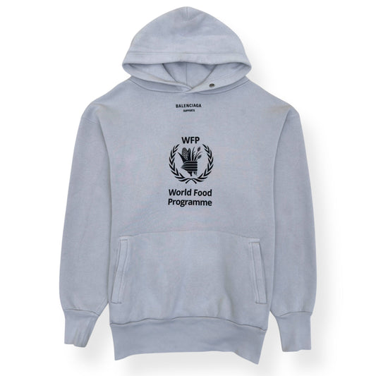 BALENCIAGA OVERSIZED WORLD FOOD PROGRAMME HOODIE WHITE XS | XS, White