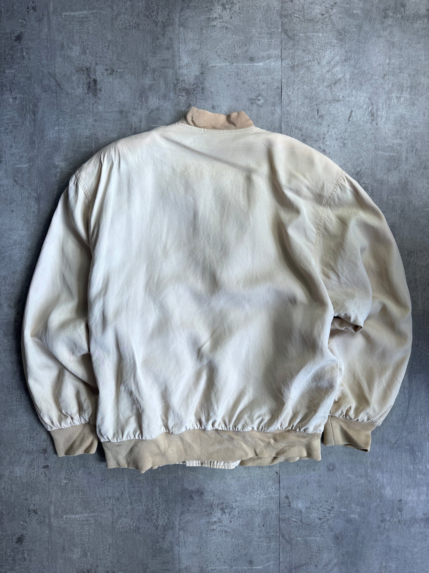 YSL Beige Logo Embroided Bomber Jacket