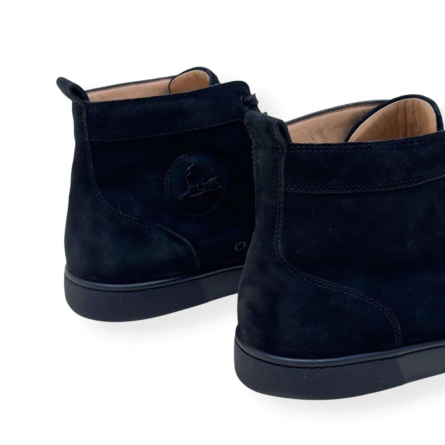 CHRISTIAN LOUBOUTIN LOUIS SPIKES HIGH-TOP SUEDE SNEAKER BLACK 43.5 / UK9.5 | UK 9.5, Black