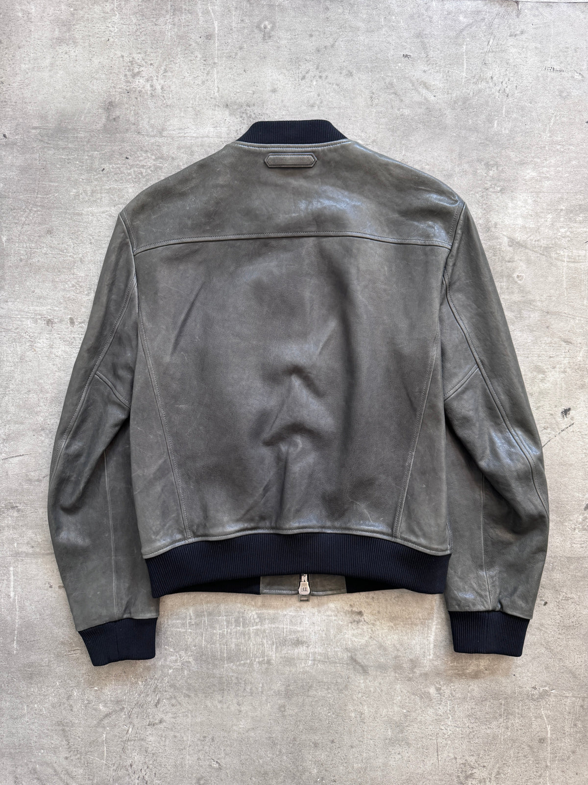 Tom Ford Lambskin Leather Grey Bomber Jacket FA:276 (CSN633) | Medium, Grey