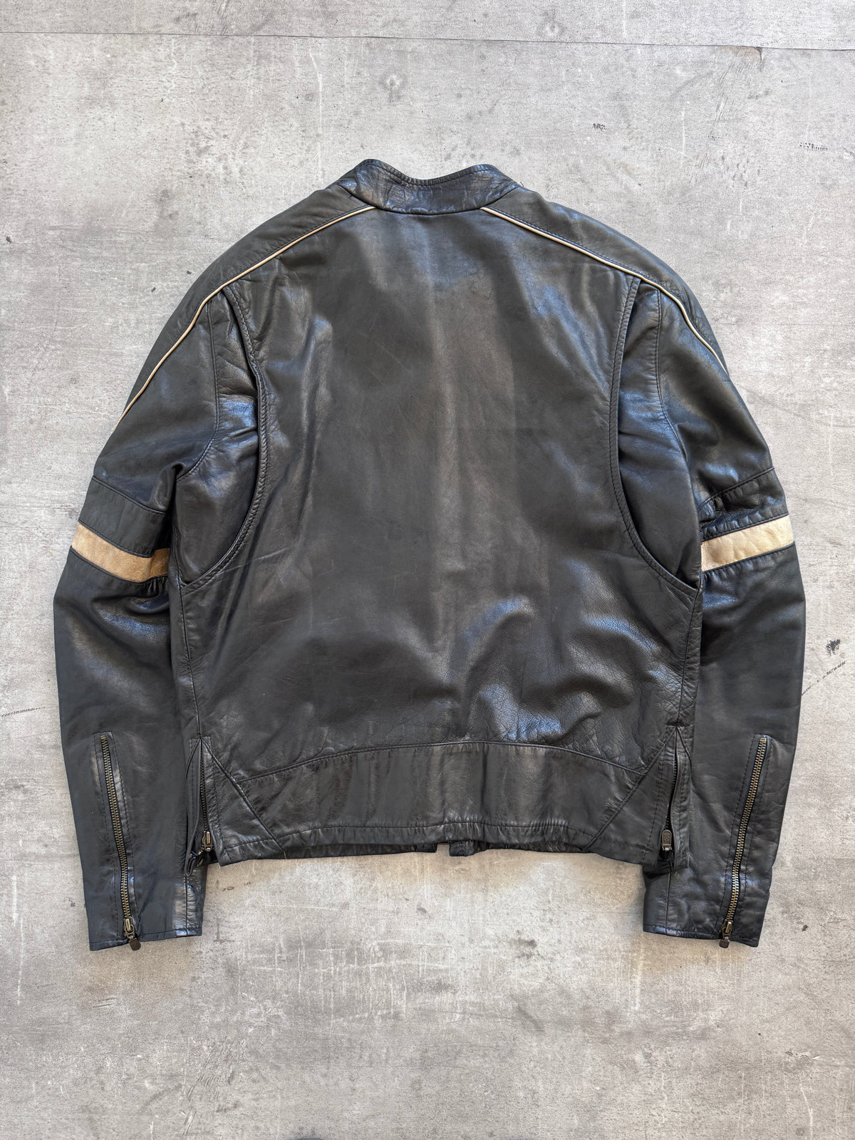 2000's Belstaff Gold Label 'Hero' Leather Motorcycle Jacket FA:276 (CSN694-1) | Medium, Gold