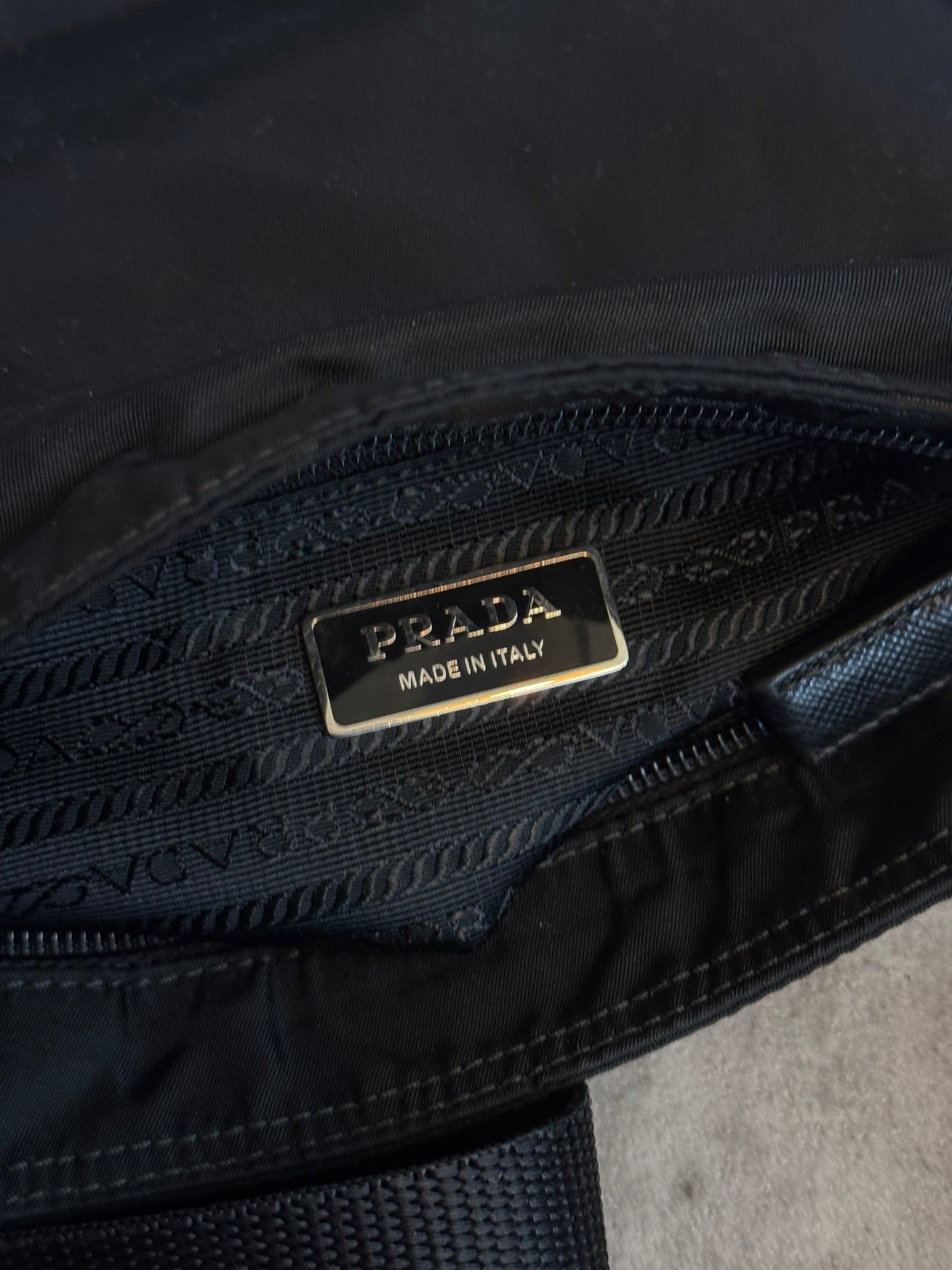 Prada Tessuto Black Nylon Plaque Logo Crossbody Bag