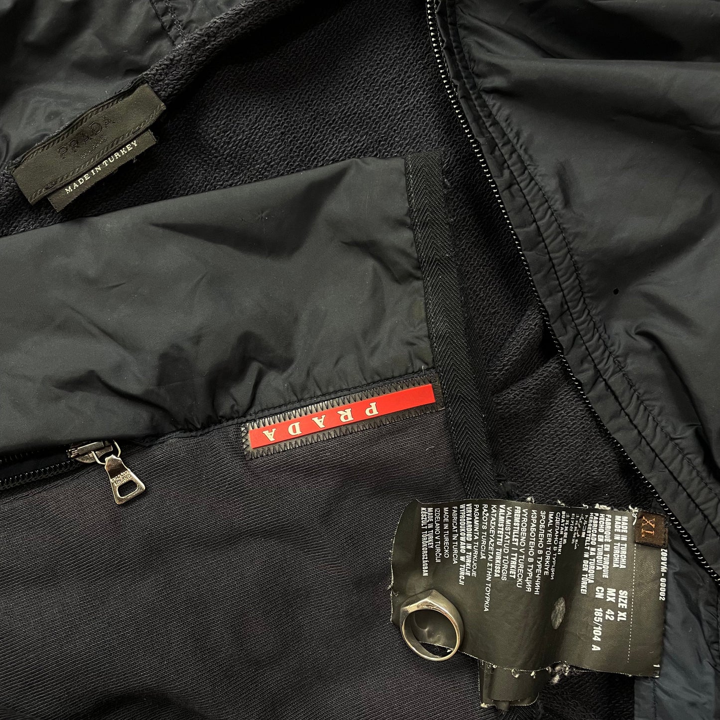 Prada Sport Navy Nylon Panel Hoodie | X-Large, Navy