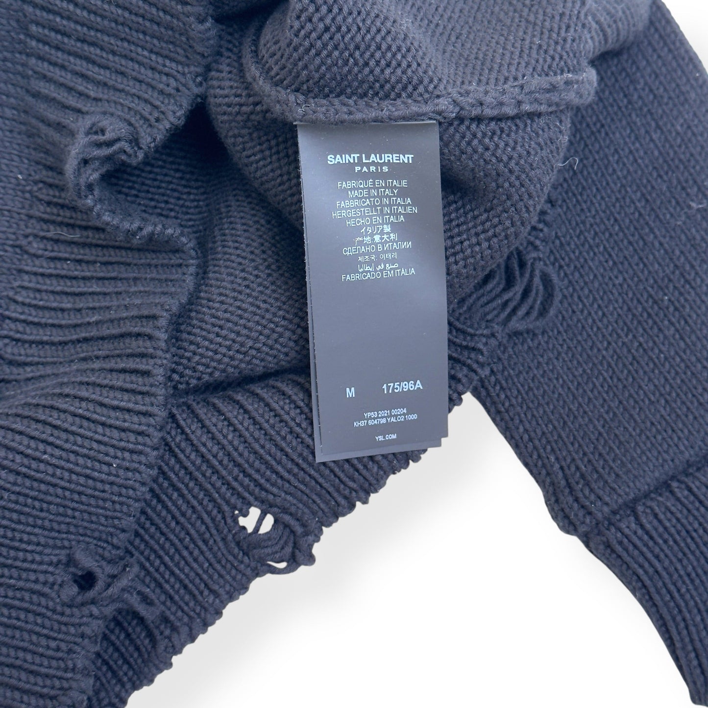 SAINT LAURENT RAW-TRIMMED WOVEN SWEATER BLACK M | Medium, Black