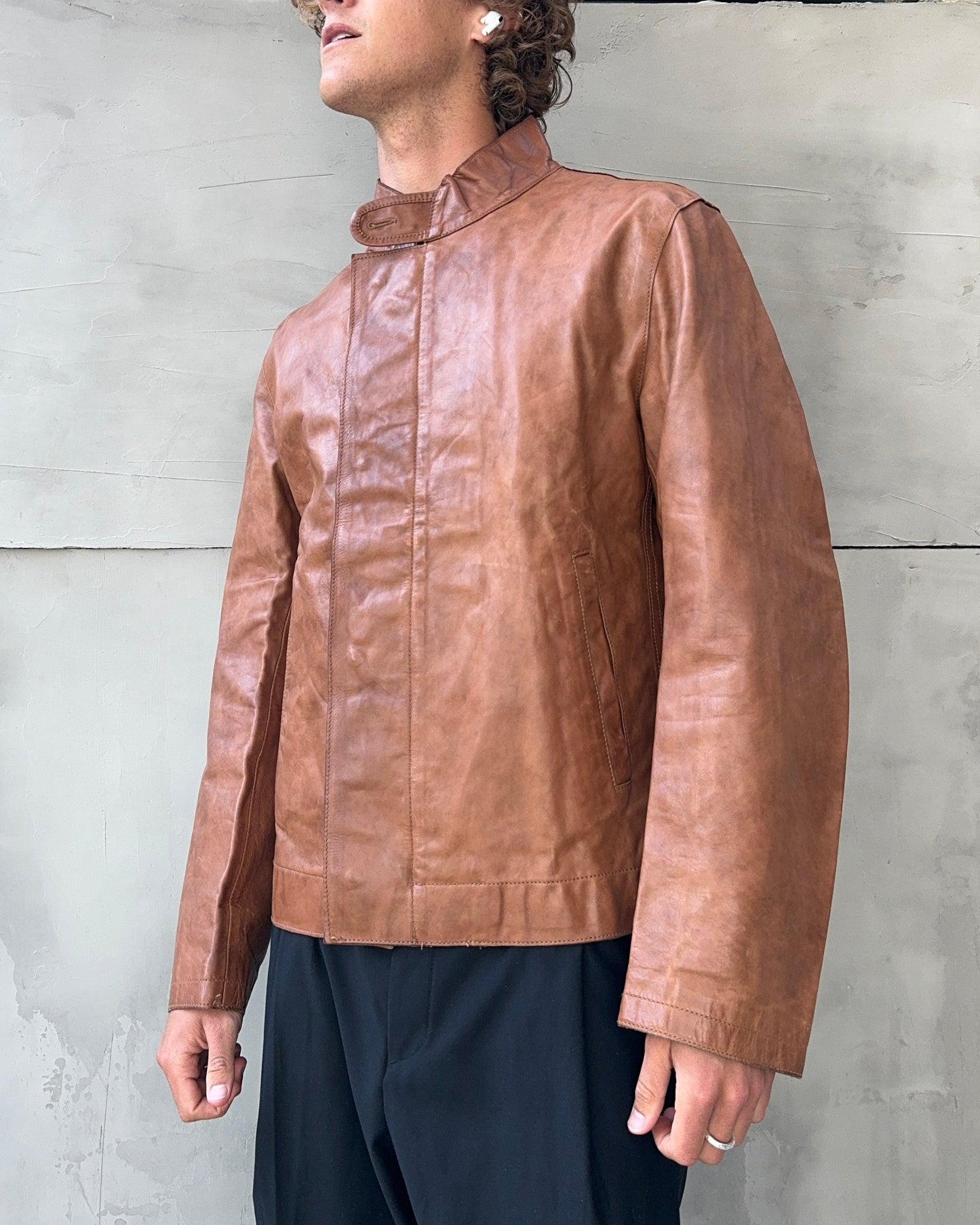 CP COMPANY 90'S LEATHER JACKET - L | Large, Brown