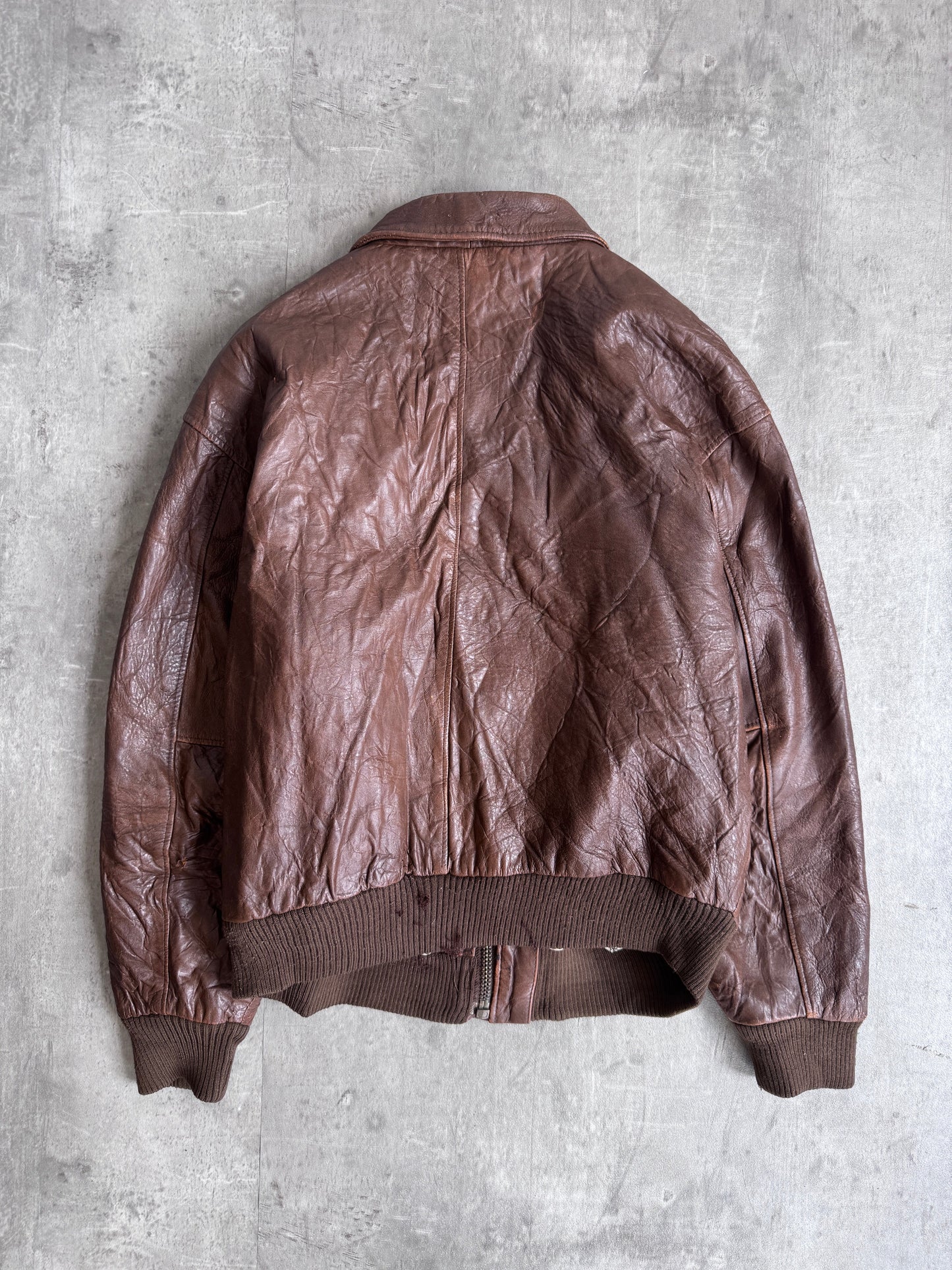 Avirex Brown Leather Type-A2 Bomber Jacket