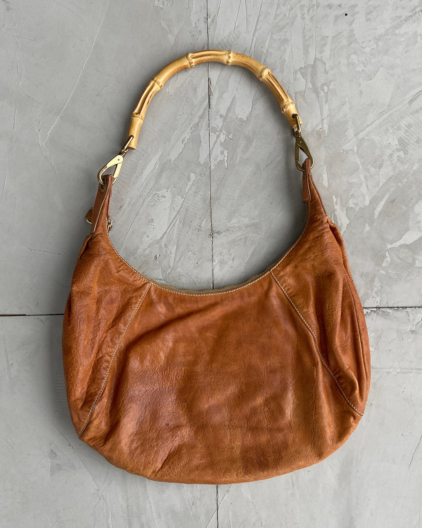 MIU MIU LEATHER BAMBOO HANDLE SHOULDER BAG | O/S, Brown