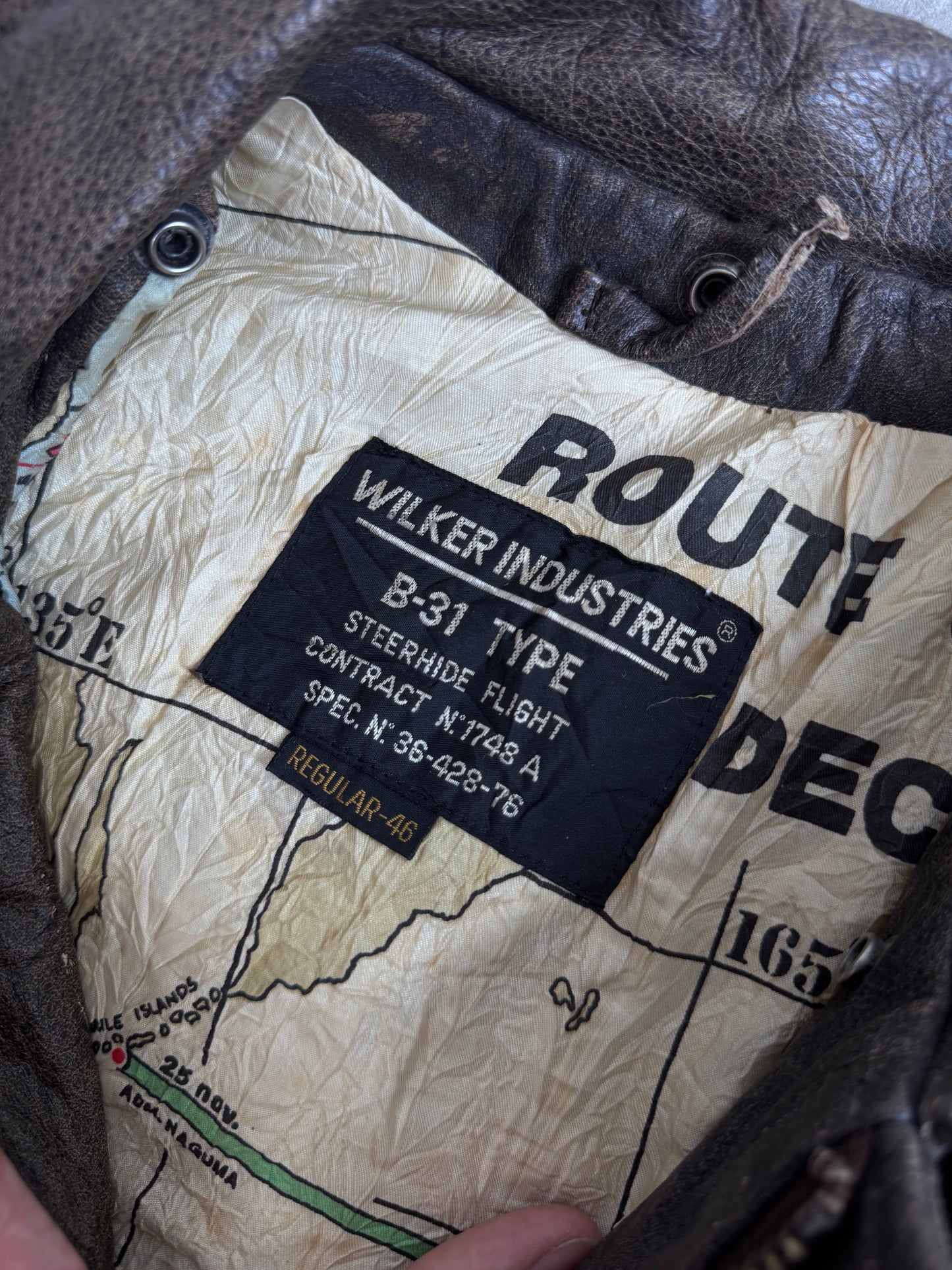 1980s Route Wilker Industries Weathered Leather Flight Bomber