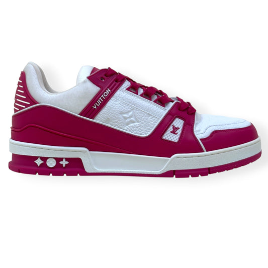LOUIS VUITTON LV TRAINER MONOGRAM EMBOSSED SNEAKER PINK / WHITE UK9 | UK 9, Pink