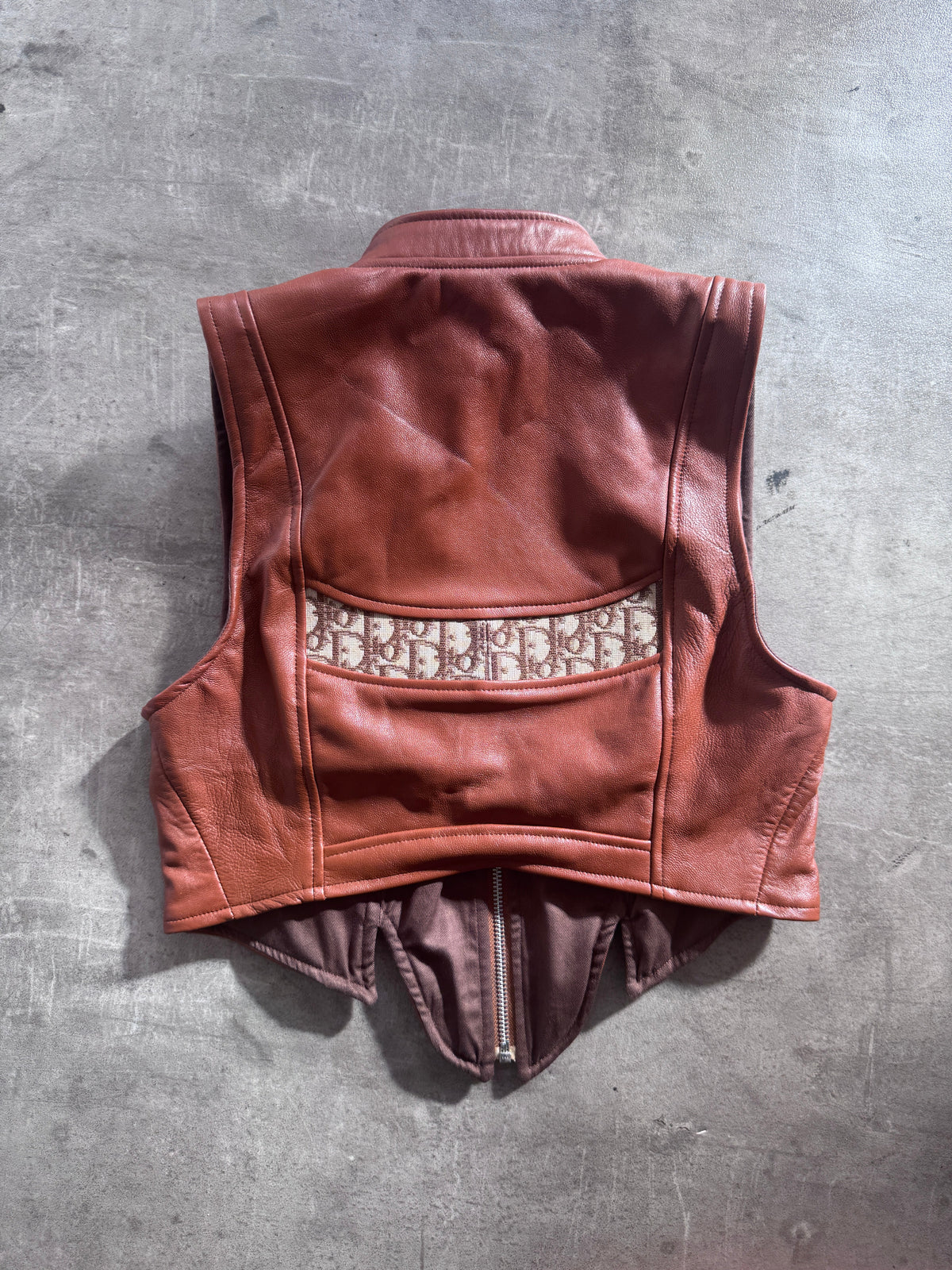 VT Rework: Dior Canvas Detail Zip Up Leather Corset | Small, Multicoloured