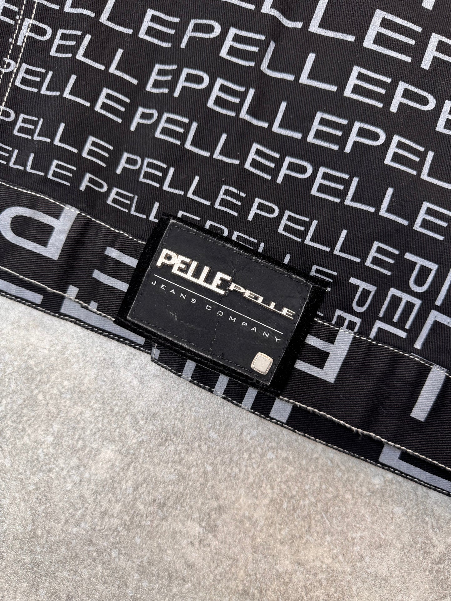 Pelle Pelle Marc Buchanan Two Tone Logo Printed Denim Jacket