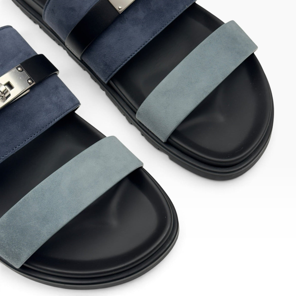 HERMES JACKSON SUEDE / LEATHER SANDALS NAVY BLEU / NOIR 44.5 / UK10.5 | UK 10.5, Navy