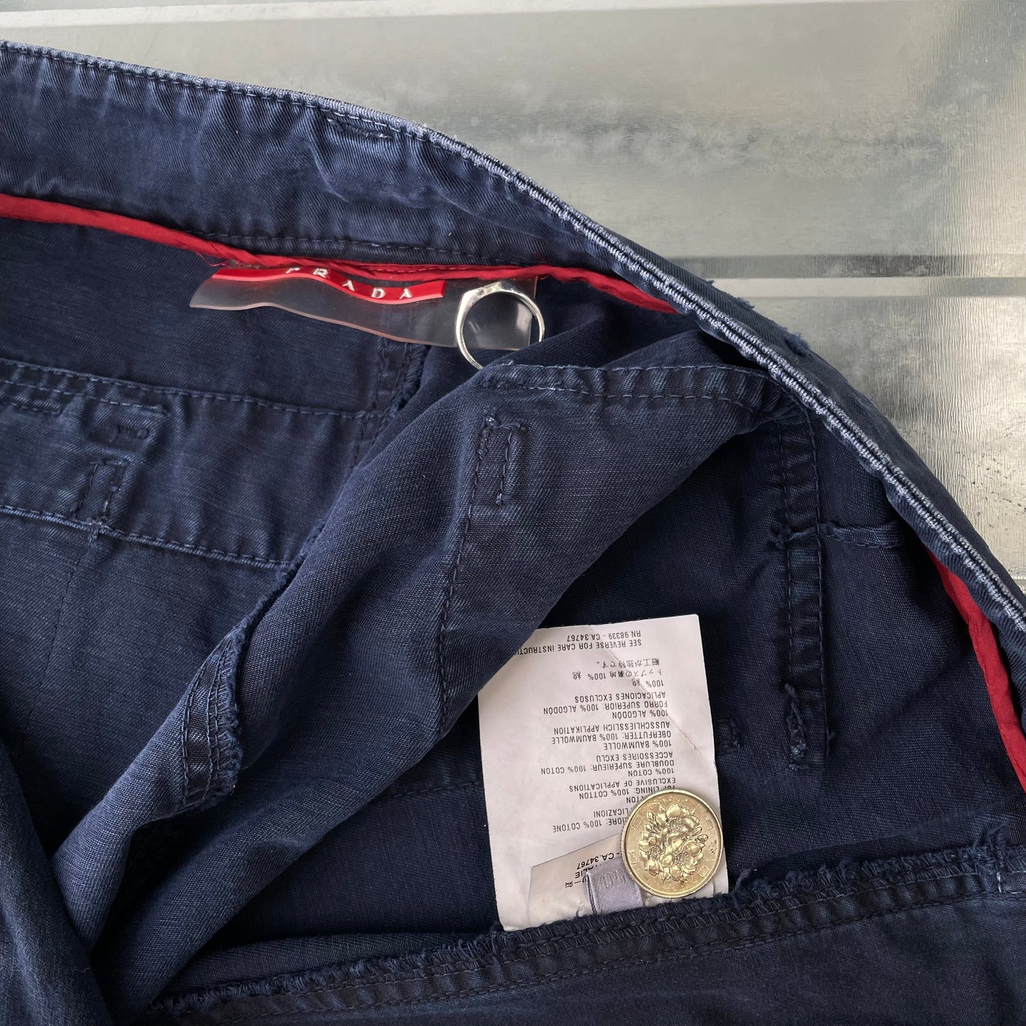 Prada Sport Blue 00s Straight Leg Distressed Cargo Trousers | Large, Blue
