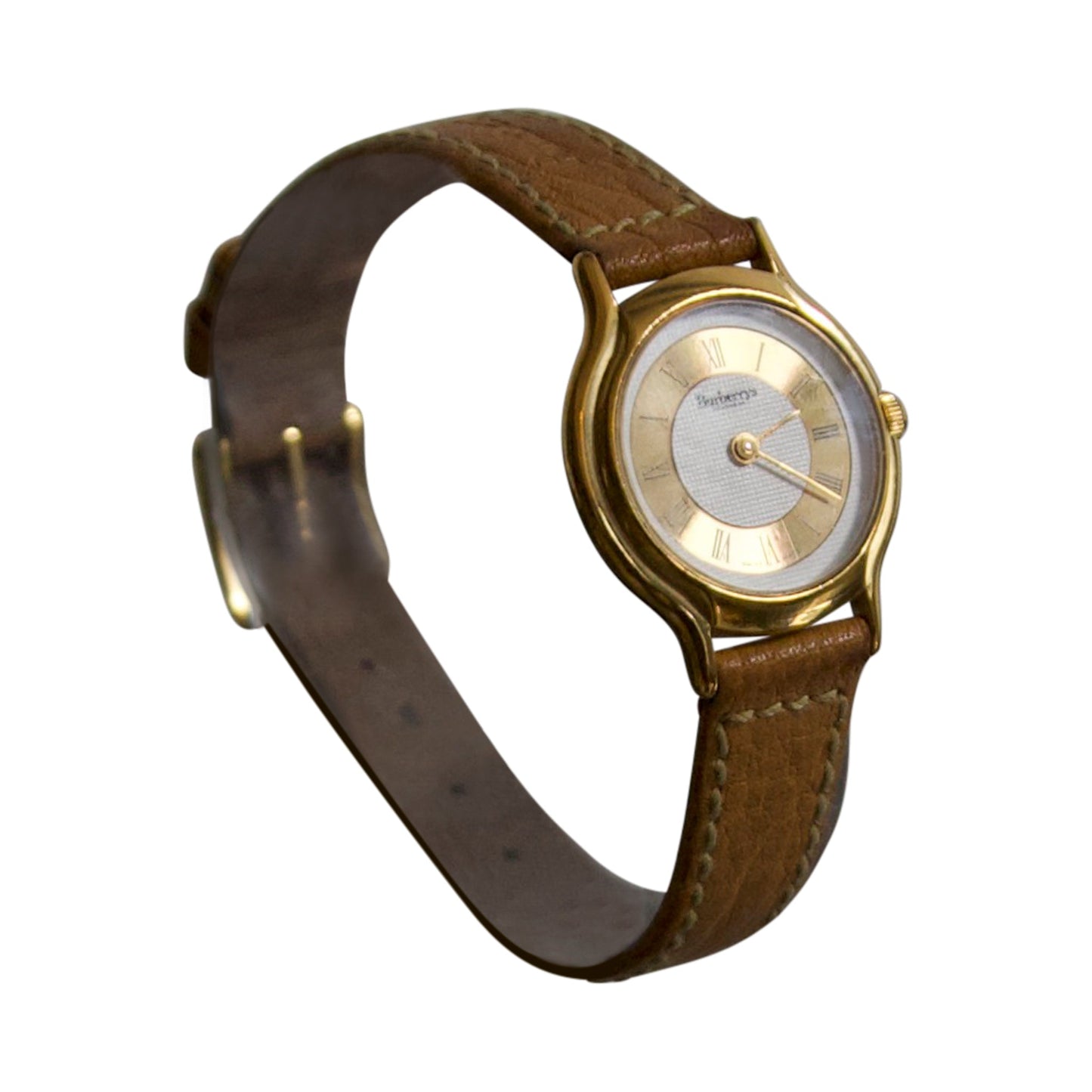 Burberry Gold Leather Strap Ladies Watch