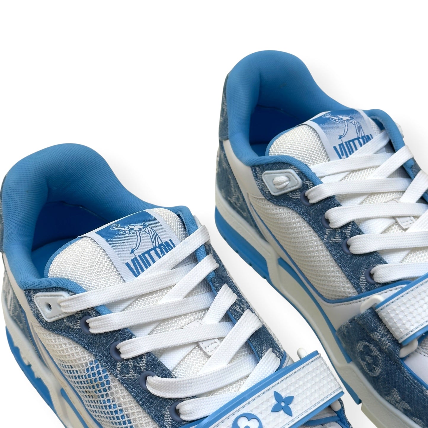 LOUIS VUITTON LV TRAINER MONOGRAM DENIM SNEAKER BLUE / WHITE UK9.5 | UK 9.5, Blue