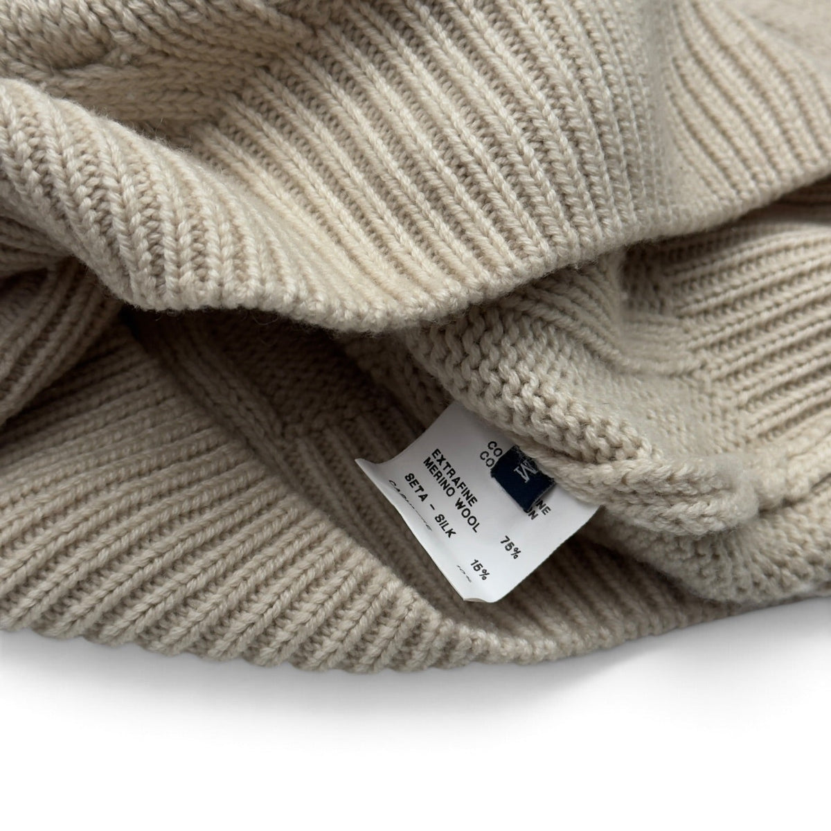 THOM SWEENEY MERINO WOOL / SILK CABLE KNIT ROLL NECK JUMPER CREAM M | Medium, Cream